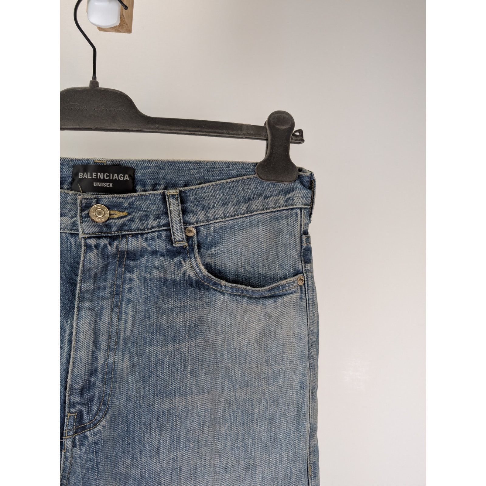 Balenciaga o1rshd1 Unisex Organic Selvedge Denim Flared Pants in Blue Size US 30 / EU 46 - 5 Thumbnail
