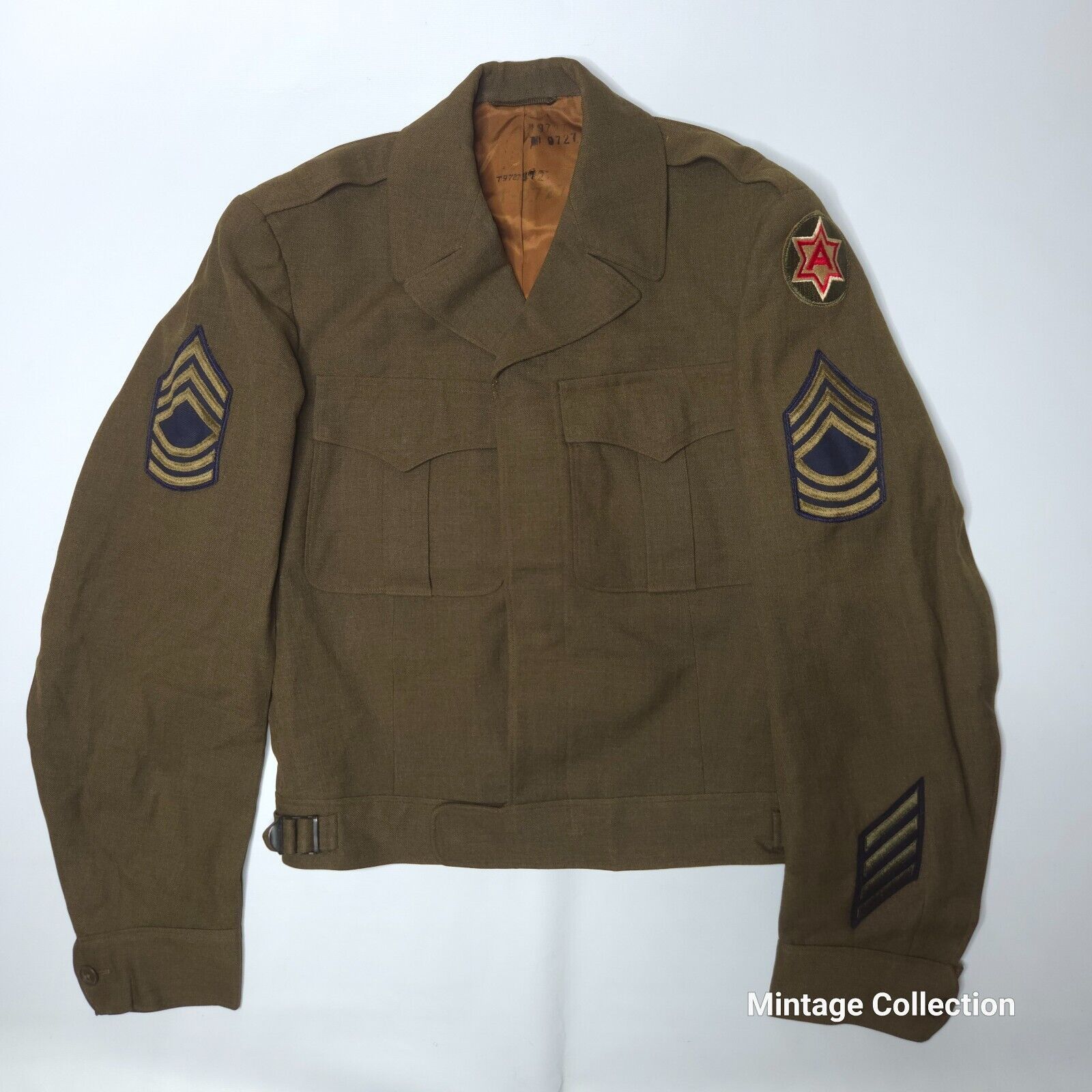 Other VINTAGE 6TH ARMY OFFICER'S WOOL JACKET MASTER SERGEANT Size US XS / EU 42 / 0 - 2 Thumbnail