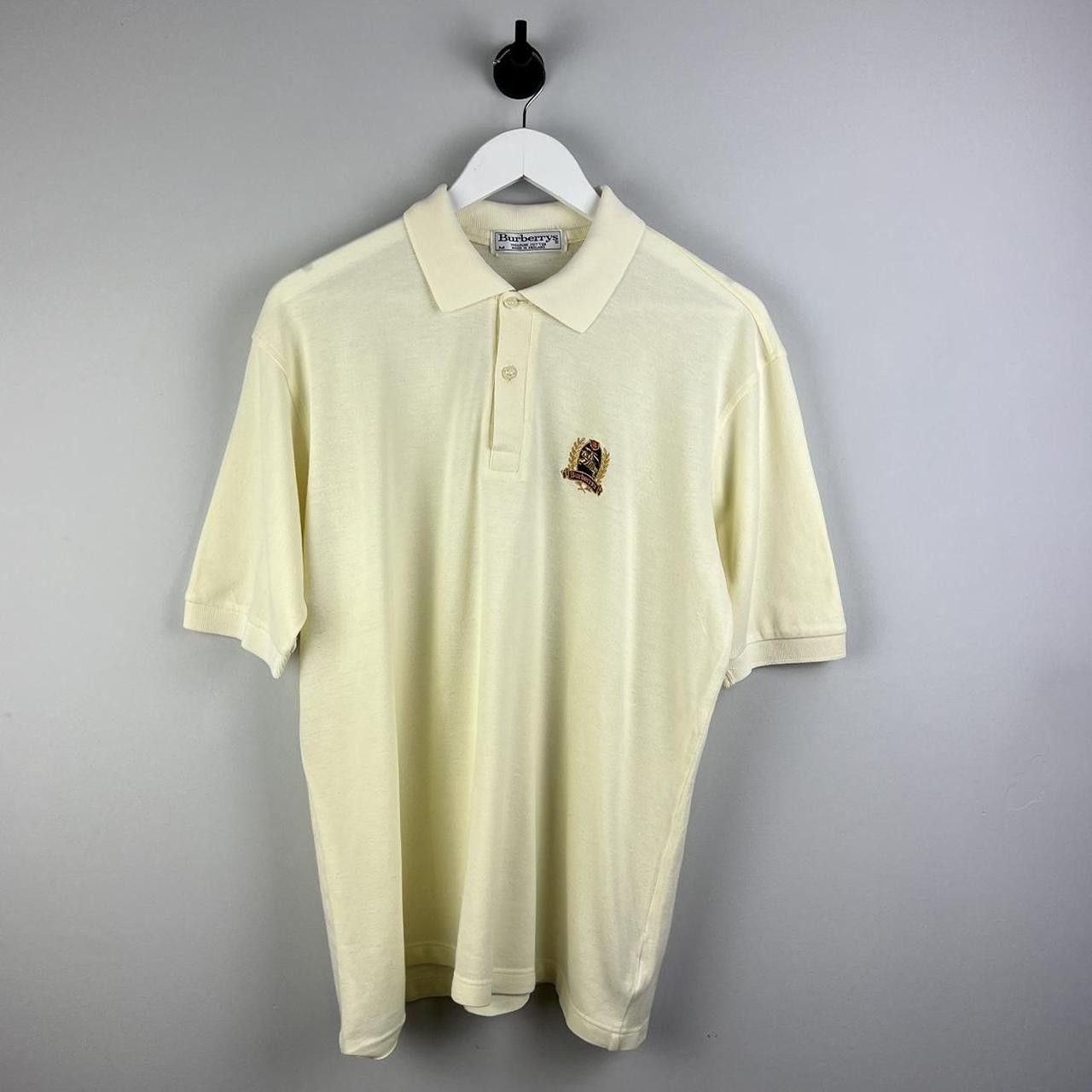 image of 00’S Burberrys Logo Polo Shirt in Cream Yellow, Men's (Size Large)