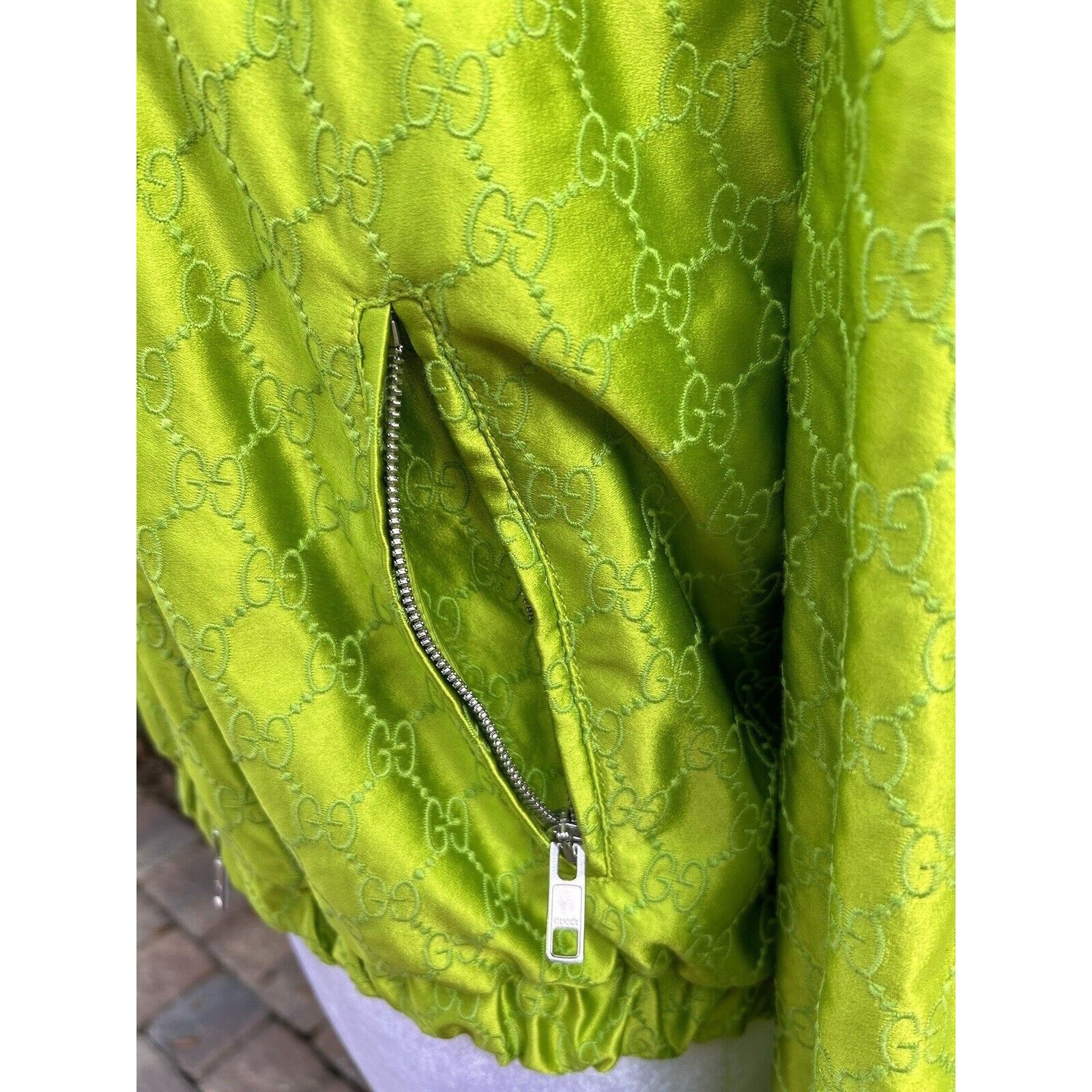 Gucci Gucci Green Satin Bomber Jacket New Size 44 Size M / US 6-8 / IT 42-44 - 8 Thumbnail