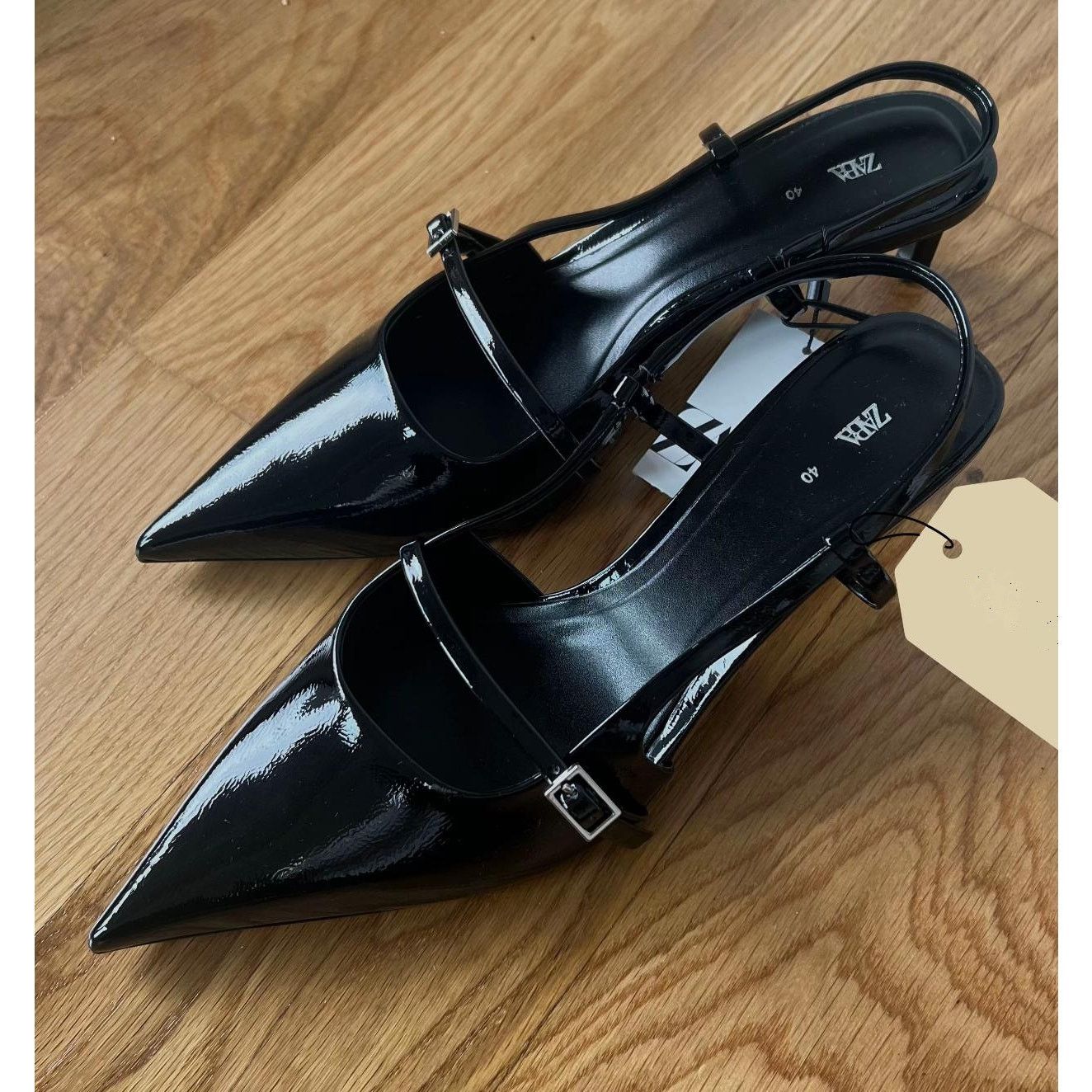 Zara ZARA Black Patent Slingbacks NWT Size 8 Size US 8 / IT 38 - 13 Thumbnail