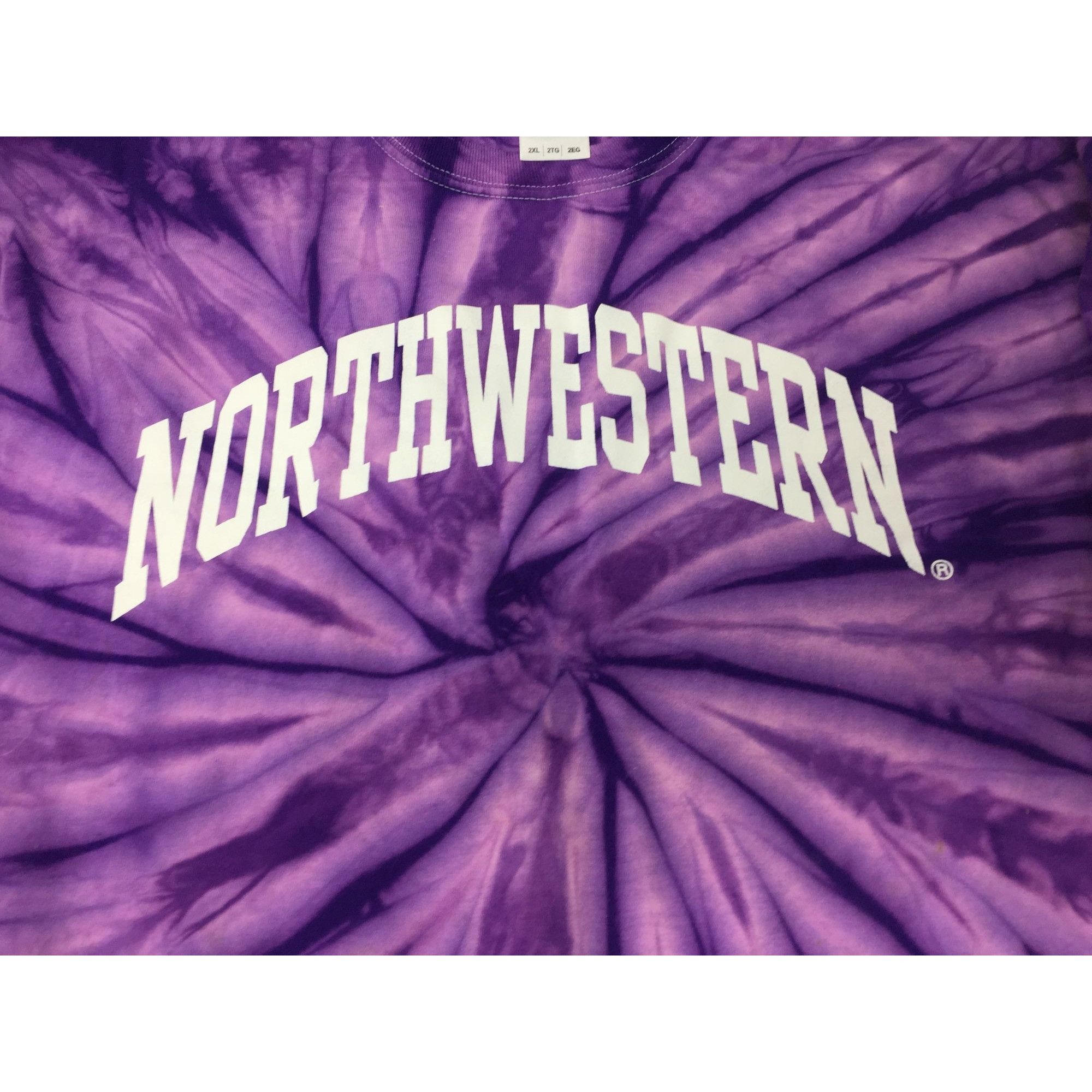 Gildan NORTHWESTERN WOMENS PURPLE TIE DYE LONG SLEEVE SHIRT Size XXL / US 16-18 / IT 52-54 - 6 Thumbnail