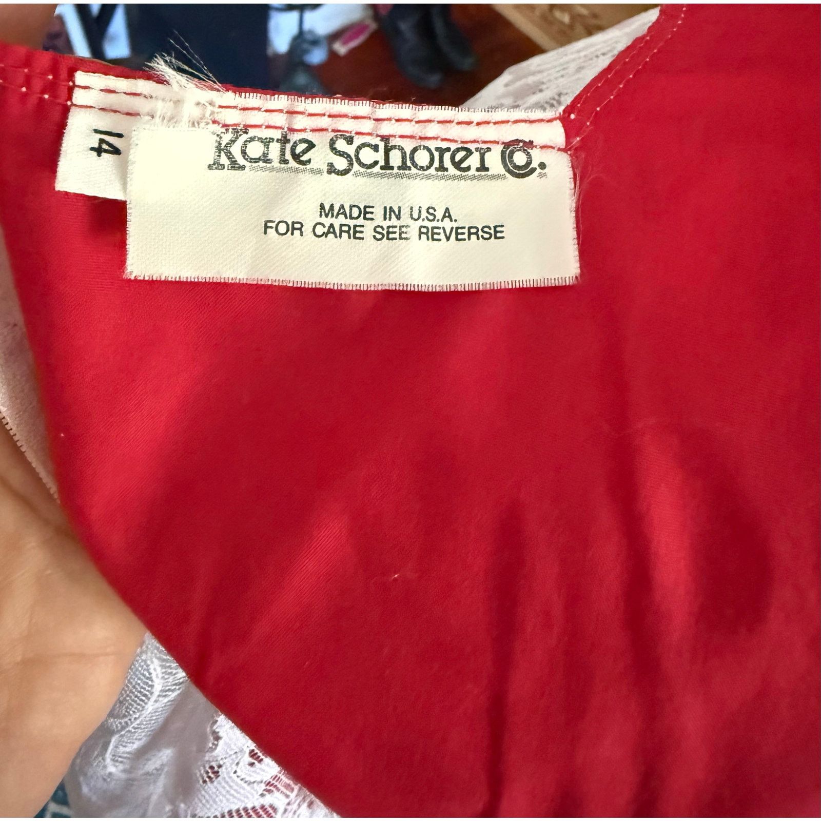 Vintage Vtg Kate Shorer White Red Lace Square Dancing Dress Medium Size M / US 6-8 / IT 42-44 - 6 Thumbnail