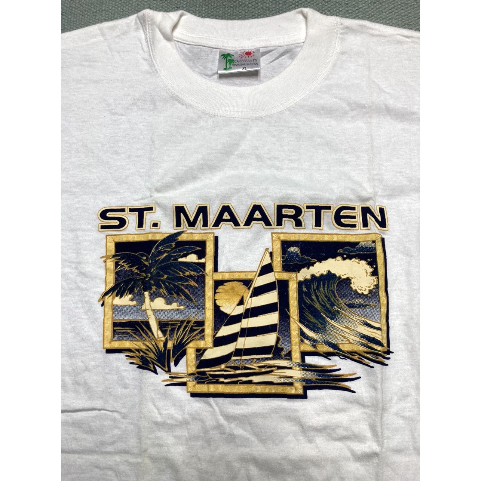 Vintage VINTAGE St Maarten Beach Sailboat Caribbean Palm Trees Ocean XL T-Shirt Men White Vacation Ocean Brand: OCEAN Size US XL / EU 56 / 4 - 2 Thumbnail