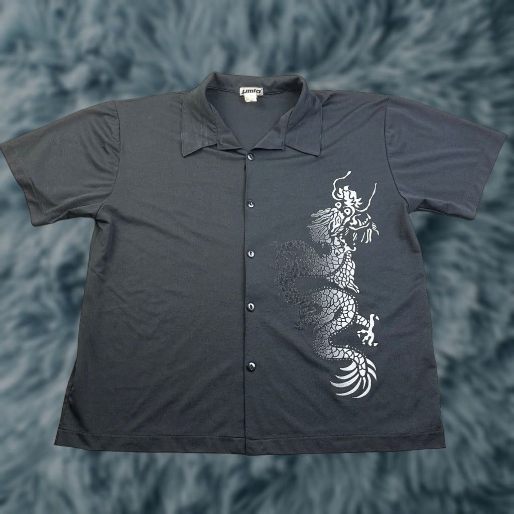 Vintage YMLA Shirt Mens L Black Button Up Casual Camp Disco Y2K Rave USA Made Size US L / EU 52-54 / 3 - 1 Thumbnail