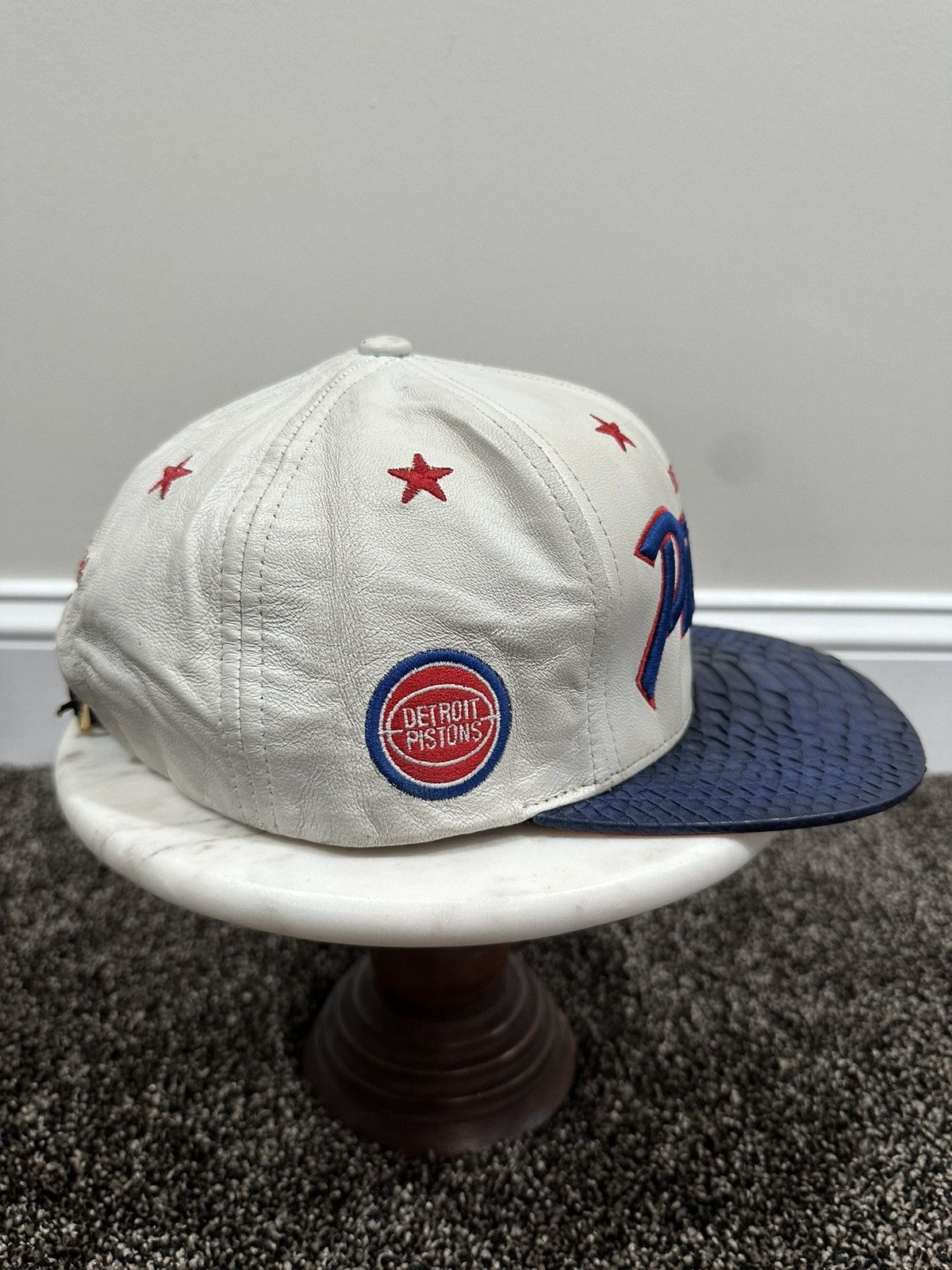 Just Don × Mitchell & Ness × NBA Just Don x Mitchell & Ness NBA Detriot Pistons Leather Hat Size ONE SIZE - 2 Thumbnail