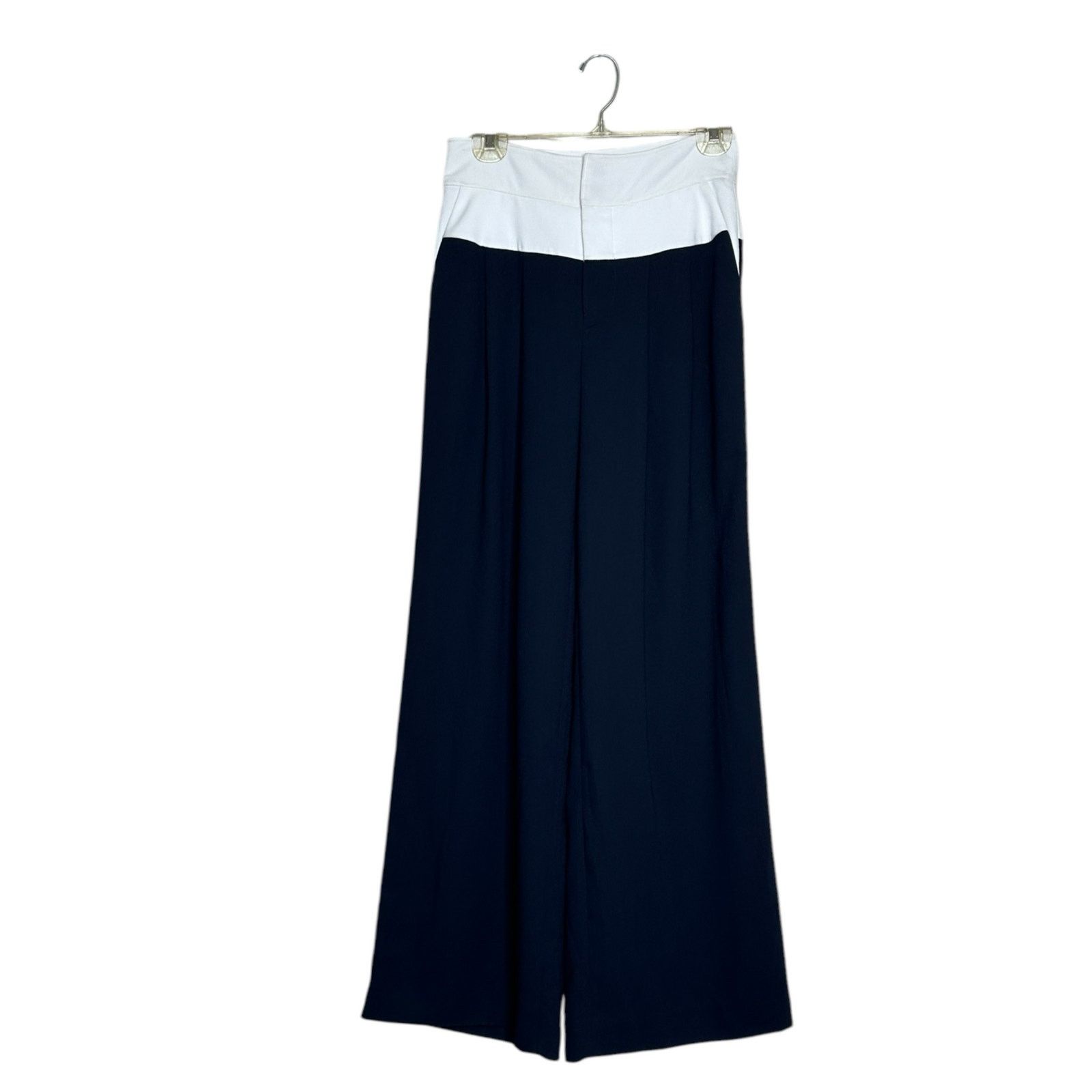 Joie JOIE white navy wide leg high rise pleated pants size 4 Size 27" / US 4 / IT 40 - 6 Thumbnail