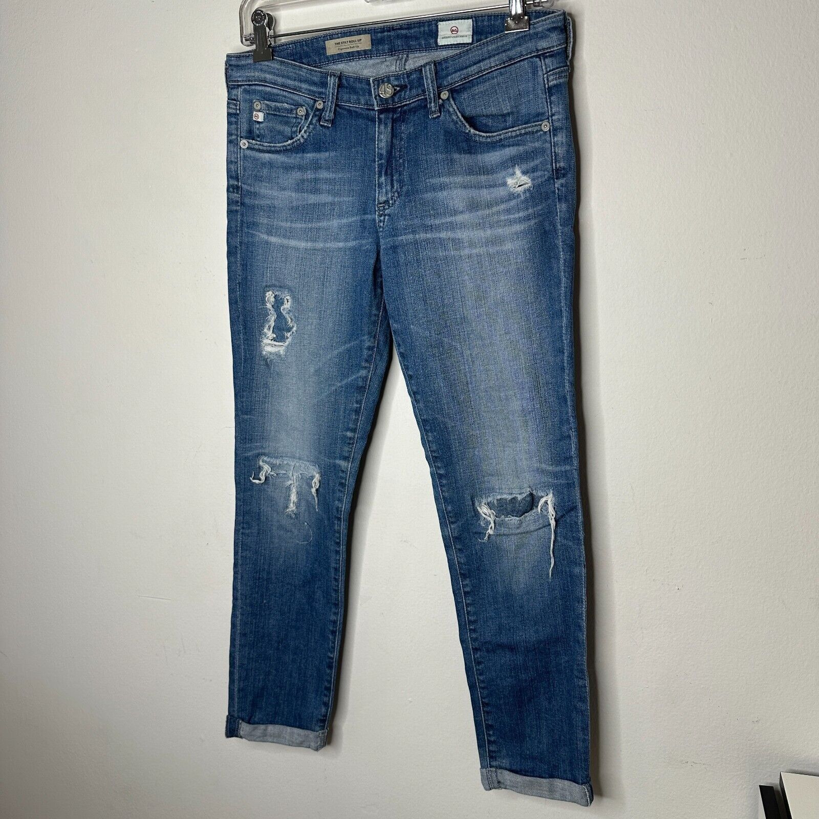 AG Adriano Goldschmied Ag Adriano Goldschmeid Distressed The Stilt Roll Up Jeans 27 Size 27" / US 4 / IT 40 - 2 Thumbnail