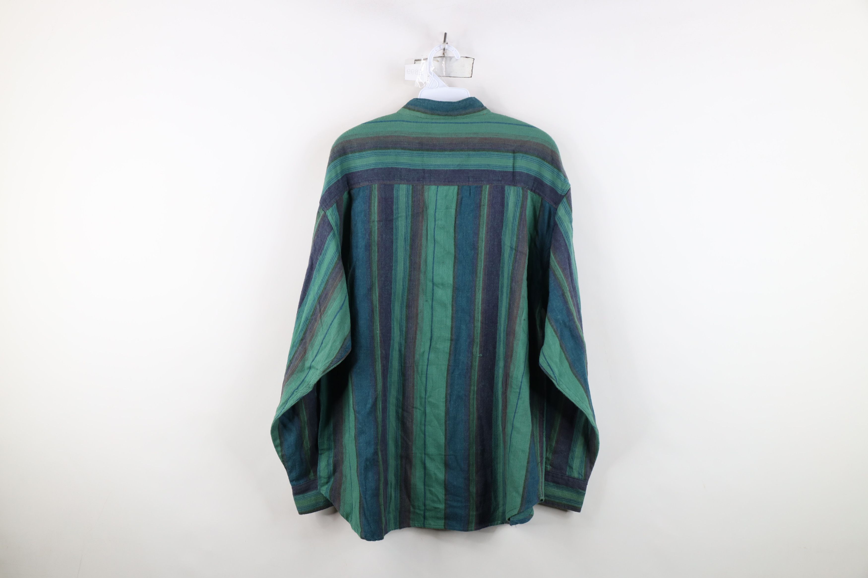 Vintage Vintage 90s Streetwear Flannel Band Collar Button Shirt Size US XXL / EU 58 / 5 - 12 Thumbnail