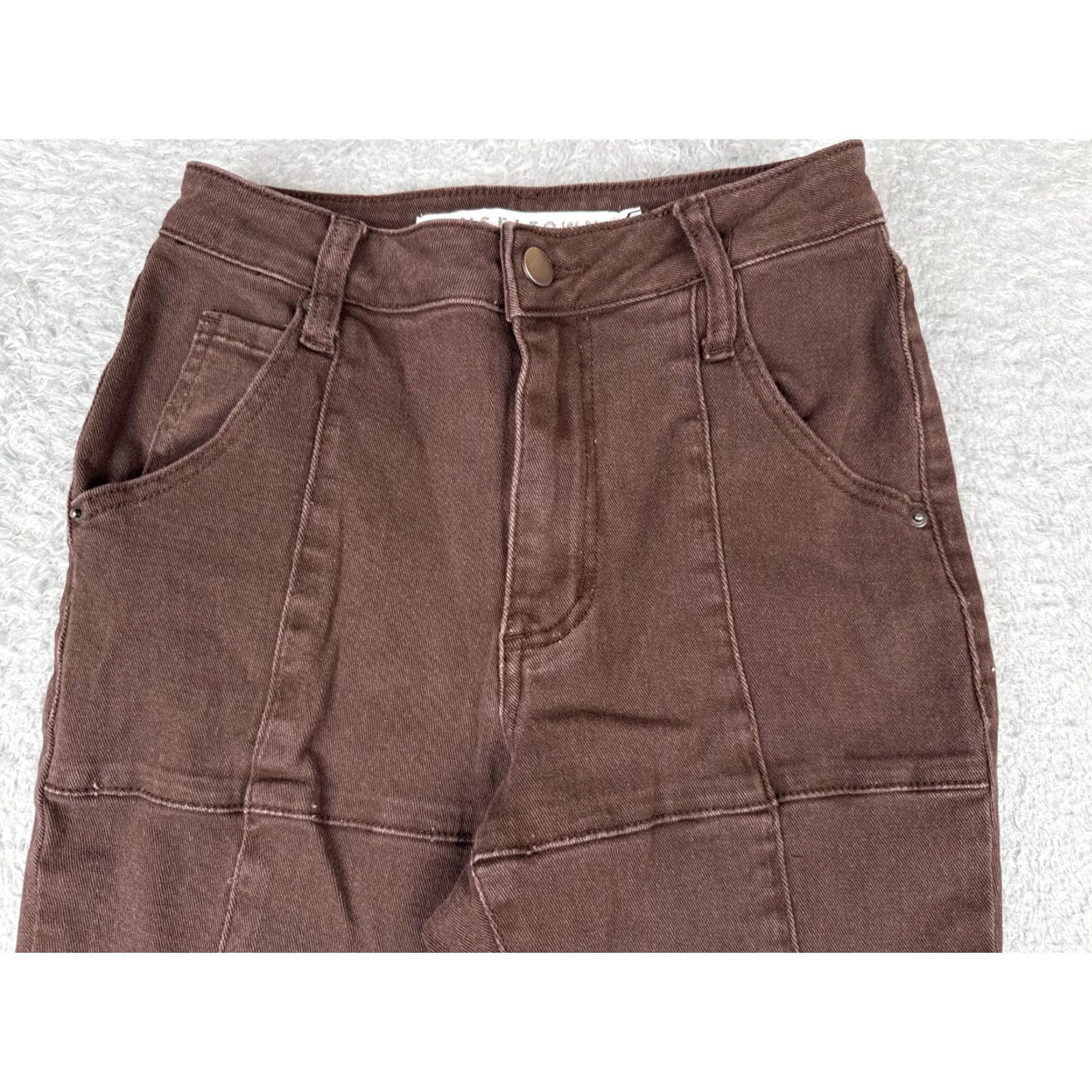 Vintage Tinseltown Jeans Junior 1 Brown Denim Flared Patch Work Raw Hem Cotton 23x29 Jeans Women 90s Vintage Mens Women Girls Size 25" / US 0 / IT 36 - 4 Thumbnail