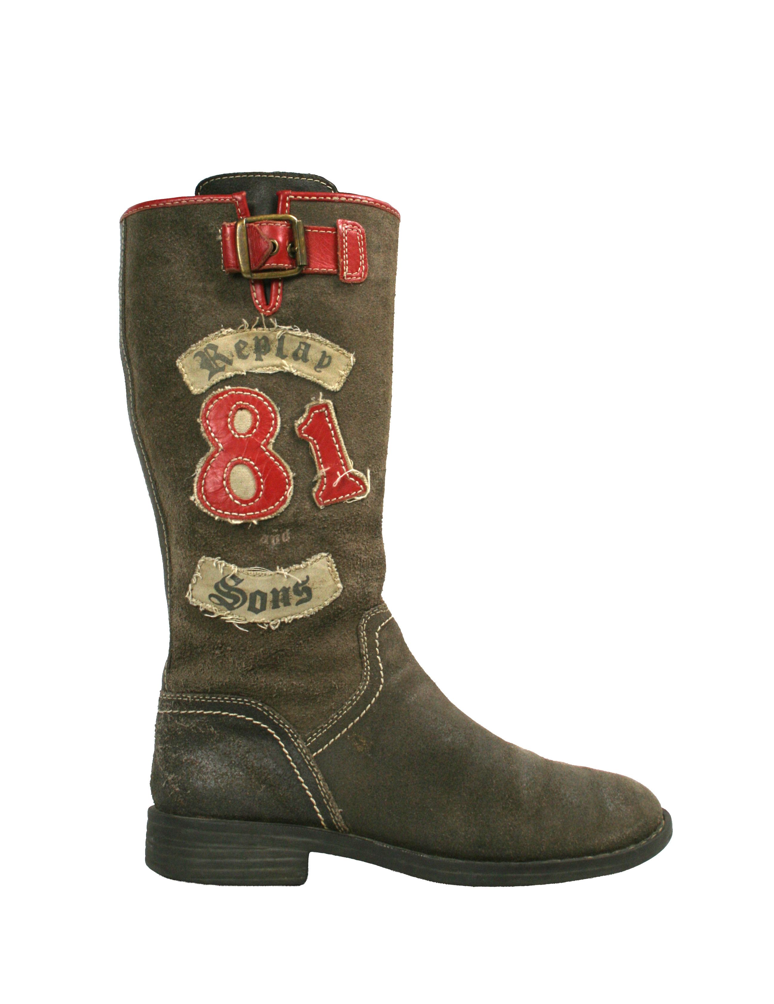 Replay 00S Y2K Moto High Suede Boots Vintage Size US 5 / IT 35 - 1 Thumbnail