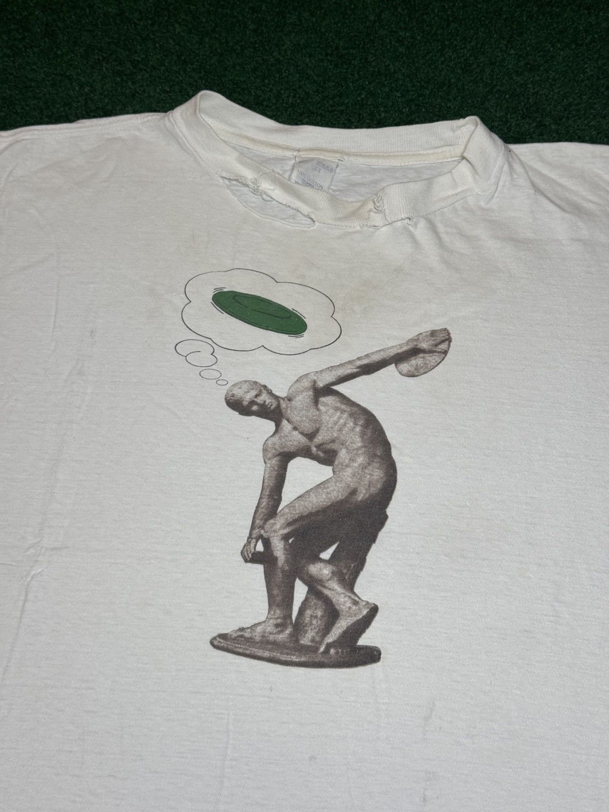 Vintage 90s Discover Card Promo Discus Obscure RARE Frisbee T Shirt Size US L / EU 52-54 / 3 - 2 Thumbnail