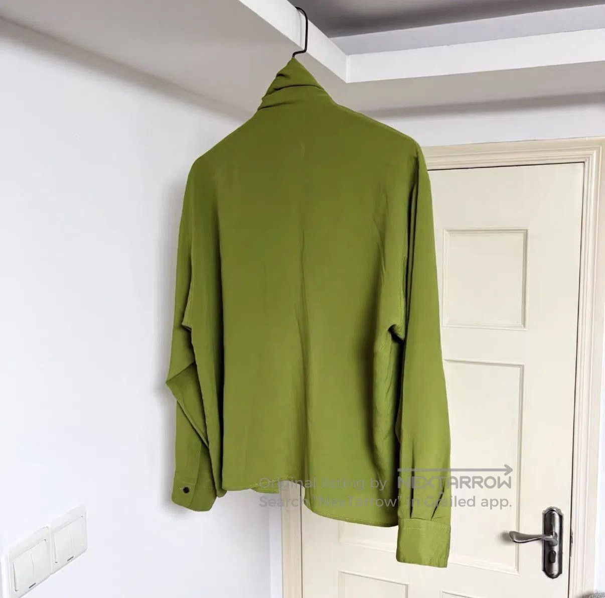 Jean Paul Gaultier Green Long Sleeve Draped Neck Shirt. Size US M / EU 48-50 / 2 - 6 Thumbnail