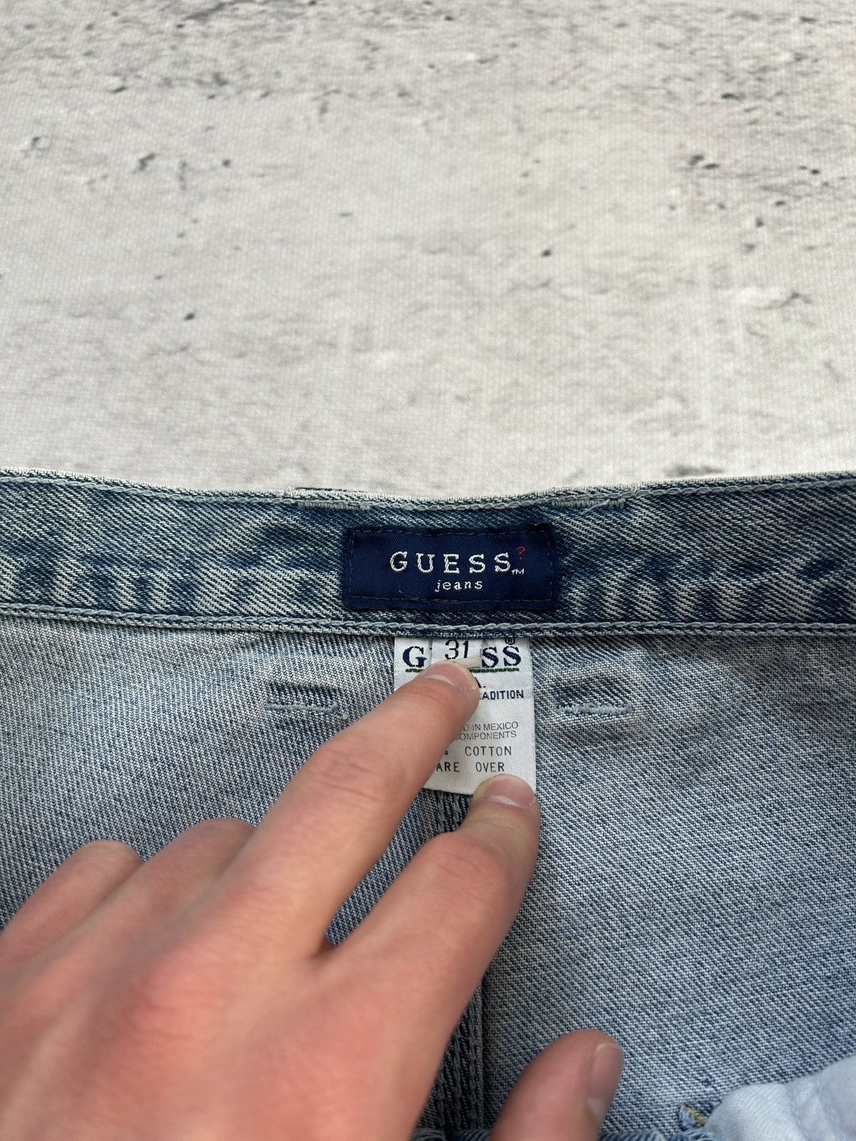 Guess × Vintage 💥Vintage Guess Baggy Distressed Carpenter Wide Denim Shorts💥 Size US 31 - 14 Thumbnail