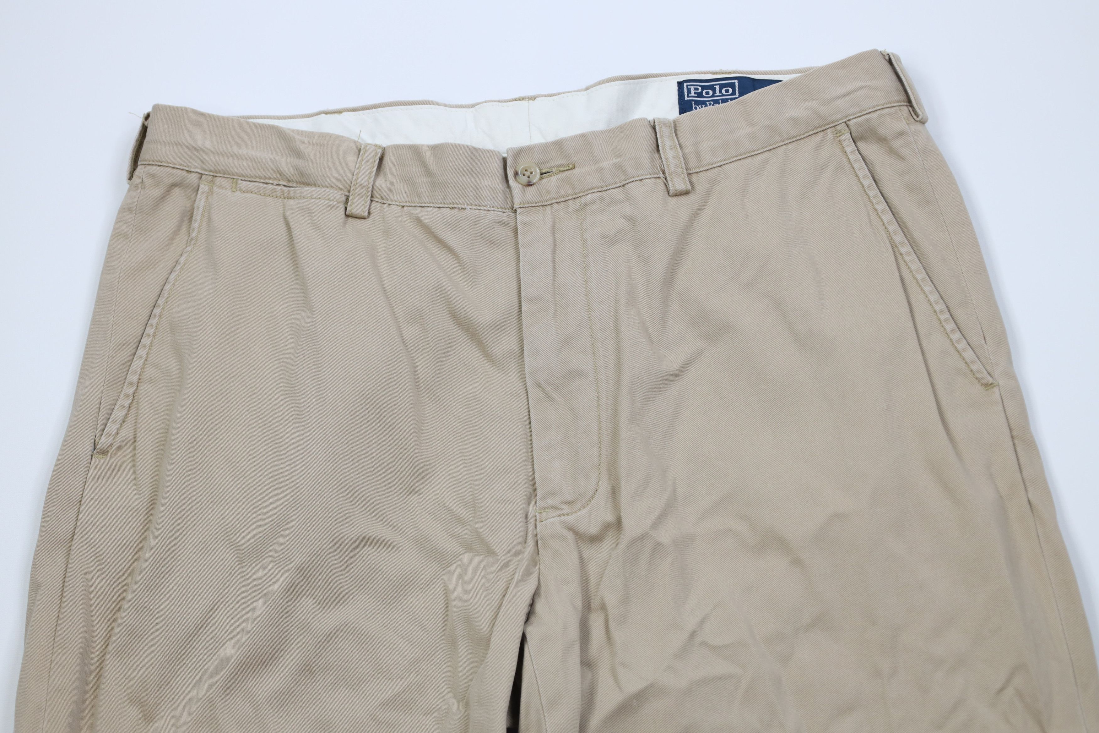 Ralph Lauren Vintage 90s Ralph Lauren Wide Leg Chino Pants Beige Cotton Size US 38 / EU 54 - 2 Thumbnail