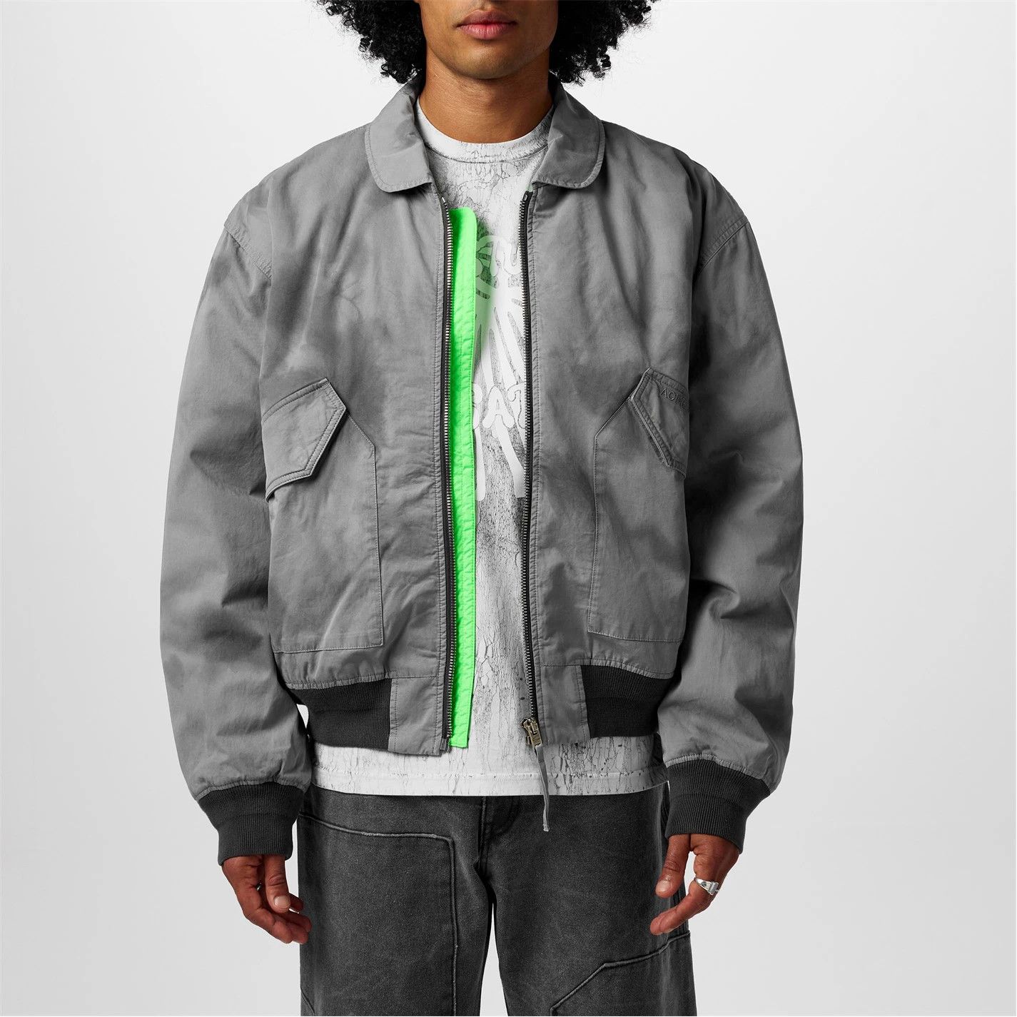 Acne Studios o1g2r1mq0825 Orlinga Bomber Jacket in Grey Size US S / EU 44-46 / 1 - 6 Thumbnail