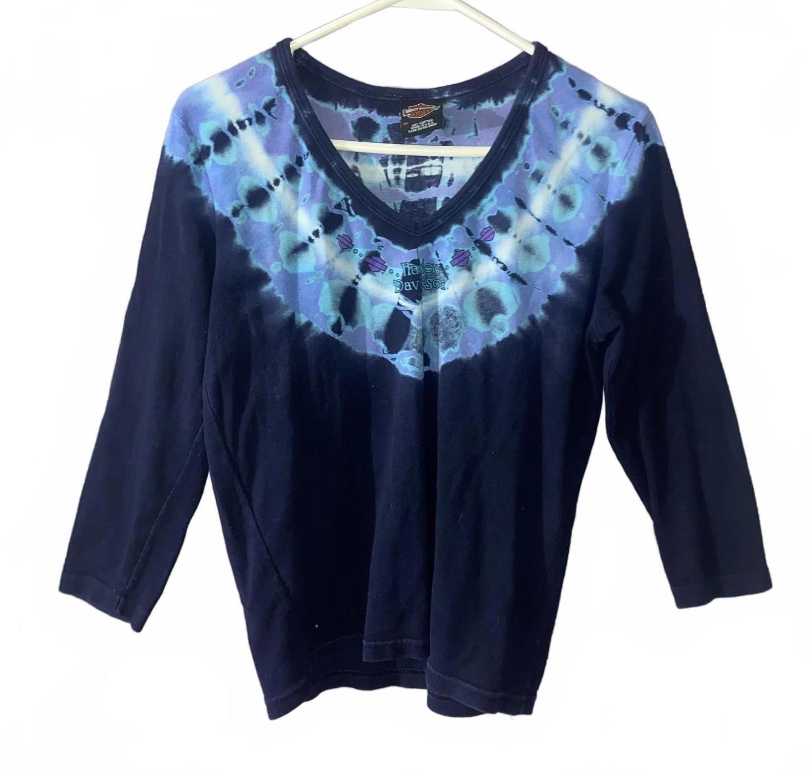 Harley Davidson Y2K Harley-Davidson Tie-Dye Top XL 3/4 Sleeve Tee Size XL / US 12-14 / IT 48-50 - 1 Thumbnail