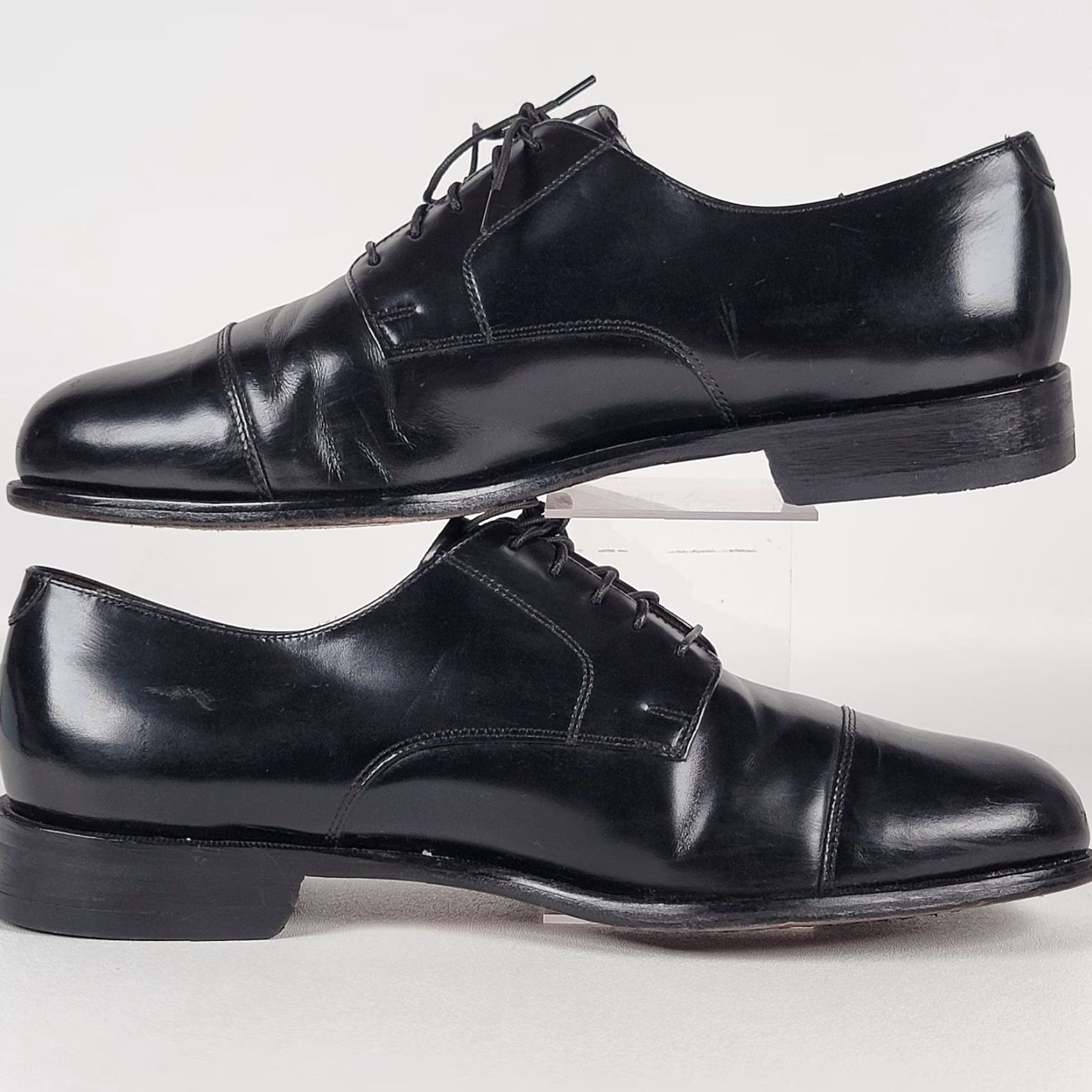 Cole Haan VINTAGE Cole Haan Black Leather Cap Toe Oxfords Men 11 EEE USA Green Label Dress Oxford Cap Toe Leather Upper Leather Lining Shoes Mens Shoes Size ONE SIZE - 4 Thumbnail