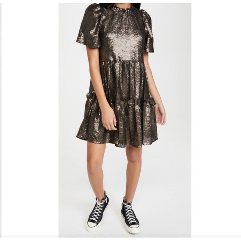 Sea New York Sea New York Rachelle Puff Sleeve Dress in Bronze Large NWT Size L / US 10 / IT 46 - 1 Thumbnail