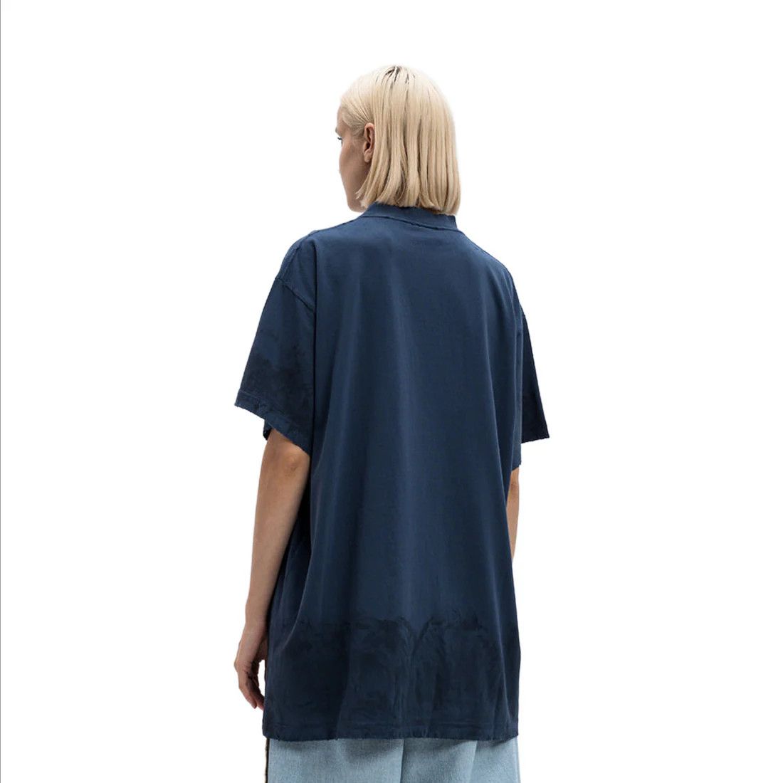 Balenciaga o1mt1gz0226 3B Stencil T-Shirt Oversized In Washed Navy Size US S / EU 44-46 / 1 - 4 Thumbnail