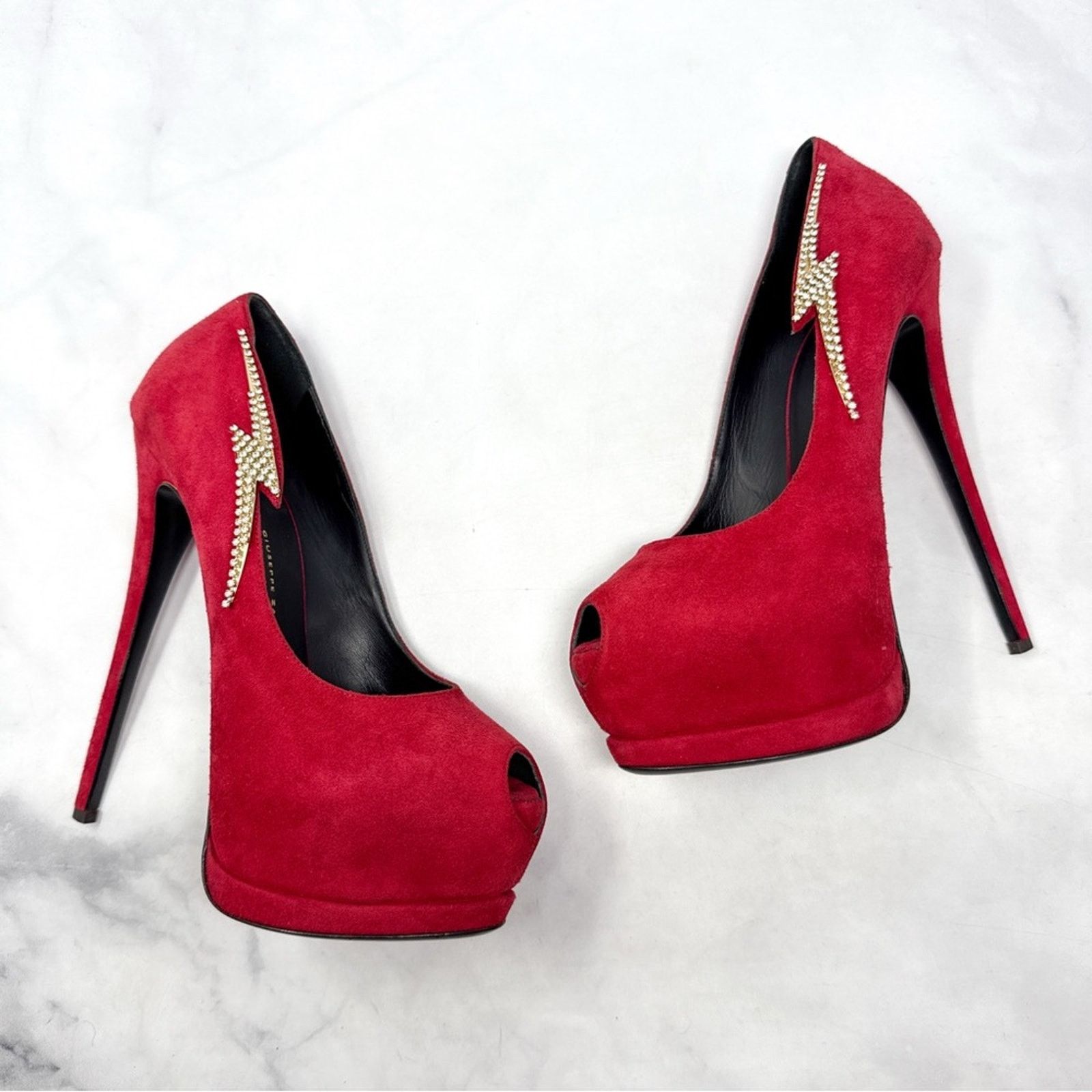 Giuseppe Zanotti Giuseppe Zanotti Rhinestone Lightning Bolt Platform Heels 38 Size US 8 / IT 38 - 2 Thumbnail