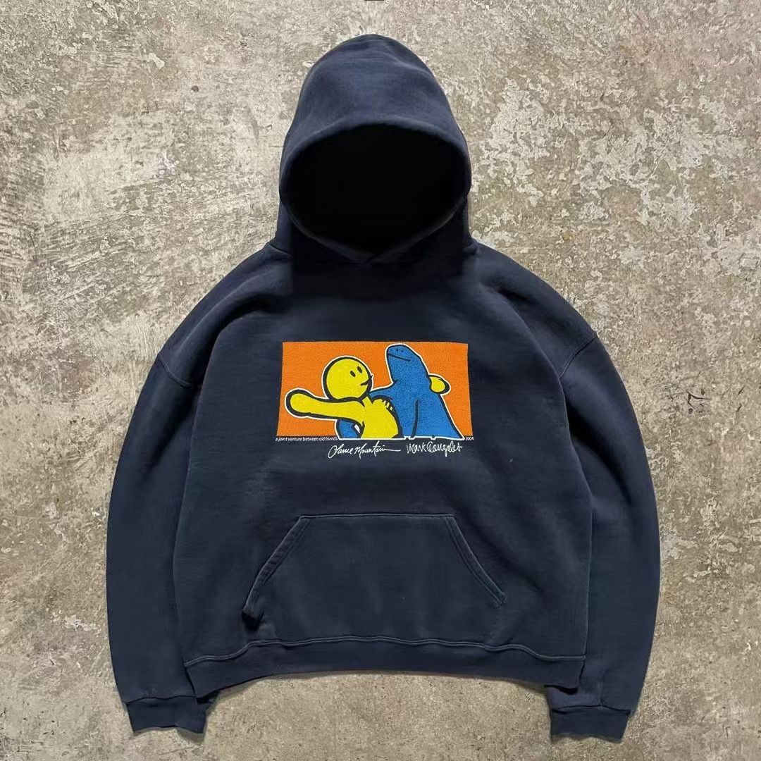 Japanese Brand × Vintage Black casual retro cartoon print loose hoodie Size US M / EU 48-50 / 2 - 1 Thumbnail