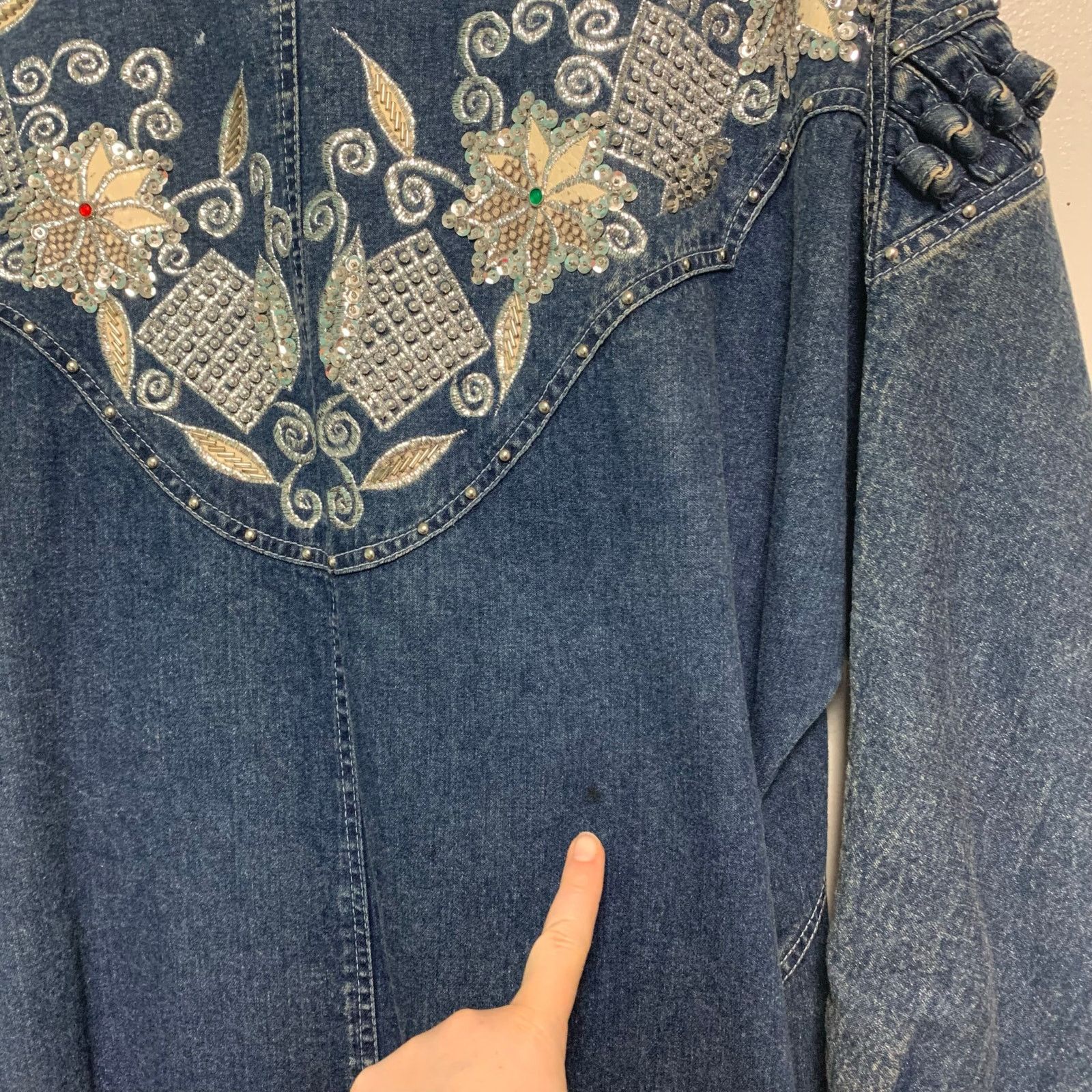 Vintage Nat-Lyn Collection Vintage Denim Sequin Western Duster M Size M / US 6-8 / IT 42-44 - 8 Thumbnail
