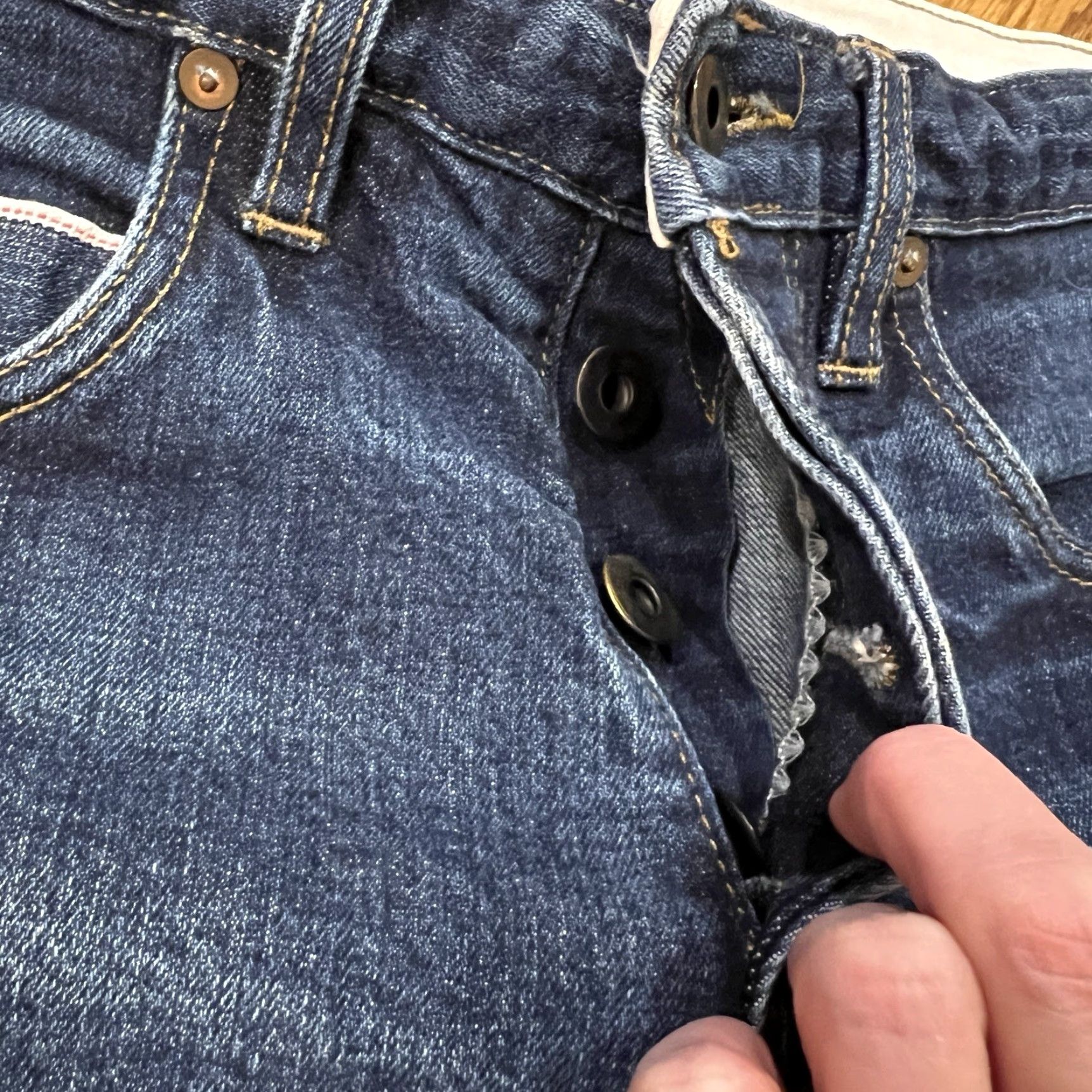 Denime BILLIAM Jeans Men’s 31x30 Straight Leg Blue Denim USA Made Luxury Quality Size US 31 - 4 Thumbnail