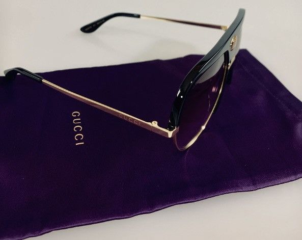 Gucci Gucci 🇯🇵 Black Resin GG Inlay Brow Metal Sunglasses NIB Size ONE SIZE - 10 Thumbnail