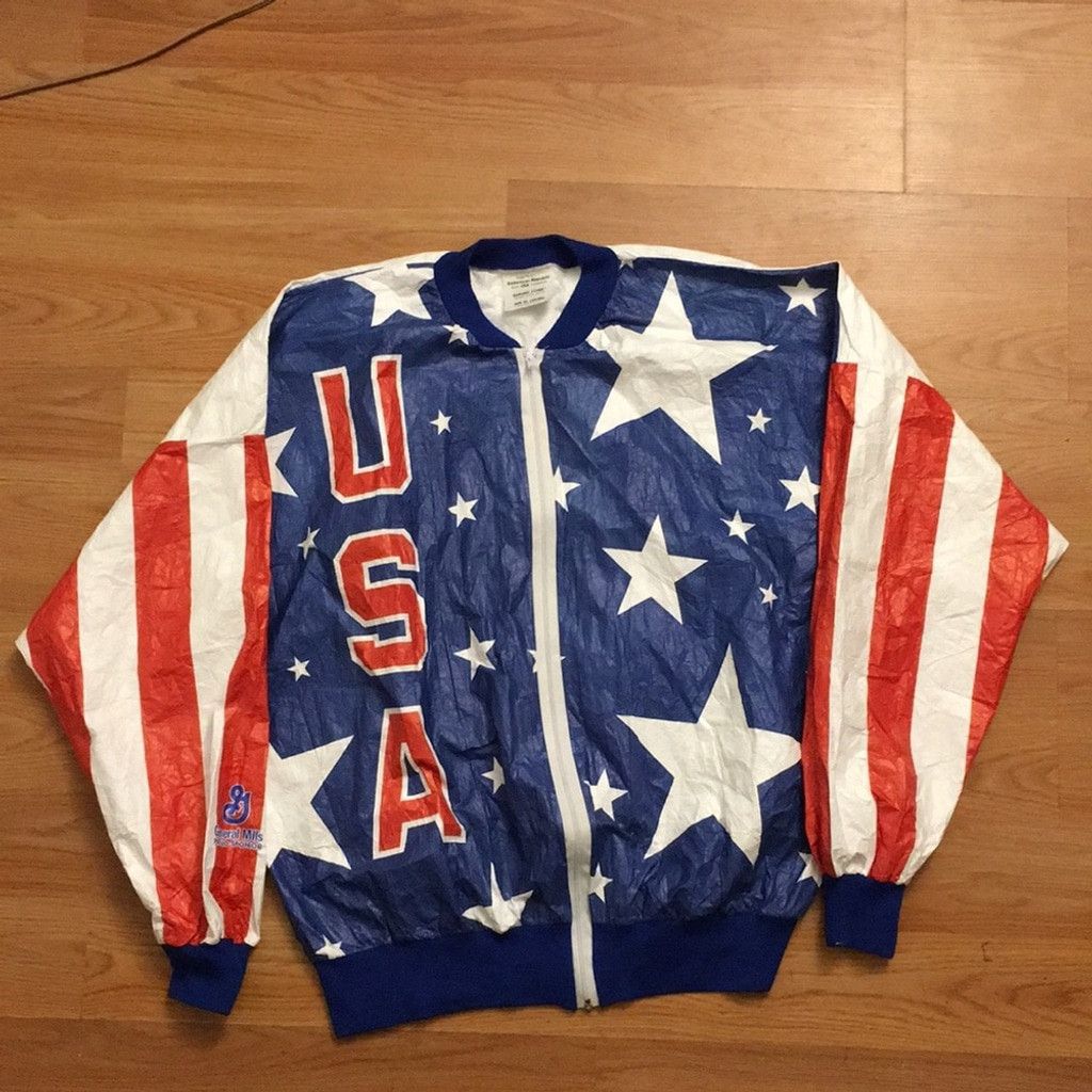 Vintage USA Olympics Flag Paper Jacket: Size 44-46