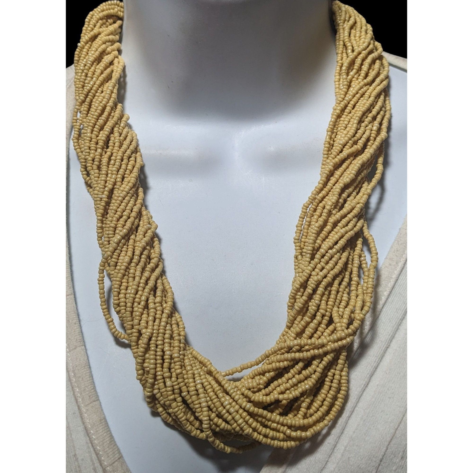 Other Retro Champagne Beaded Glass Torsade Necklace Size ONE SIZE - 5 Thumbnail