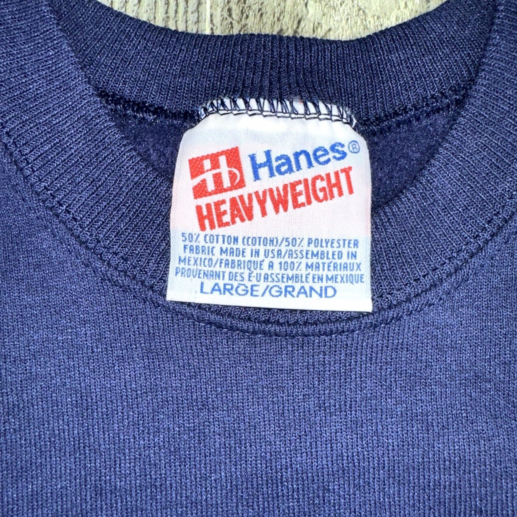 Hanes VINTAGE Hanes Sweatshirt Men's L Navy Blue Heavyweight Back Logo Pullover Blank Back Logo Size US L / EU 52-54 / 3 - 2 Thumbnail