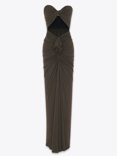 Saint Laurent Paris o1bcso1str1124 Gown in Coffee Size S / US 4 / IT 40 - 1 Thumbnail