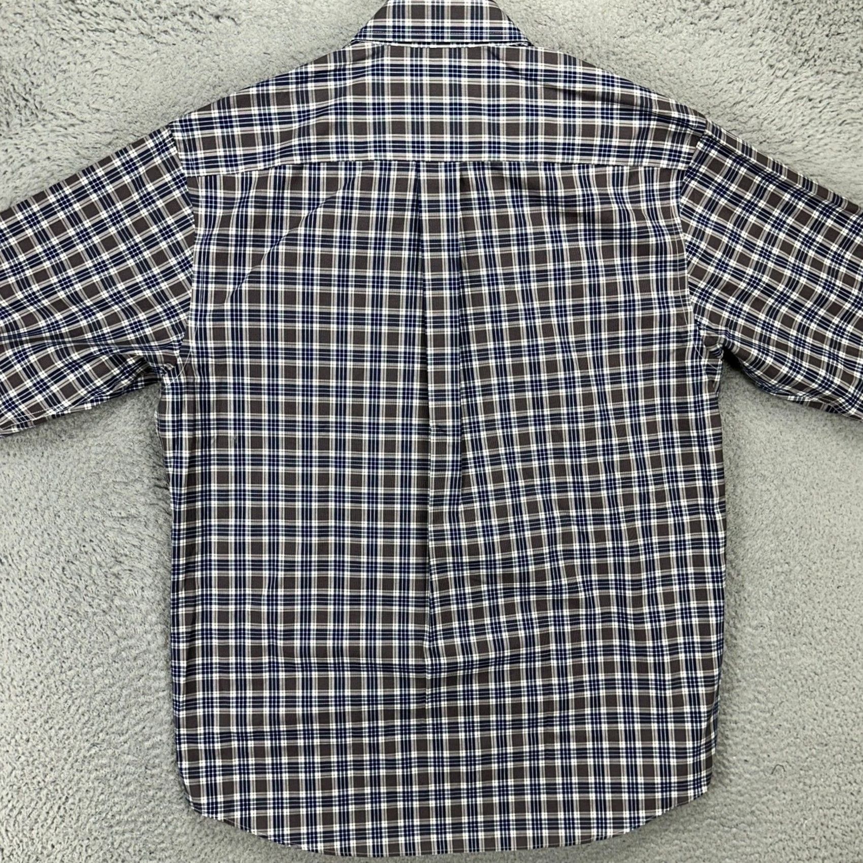 Jos. A. Bank Jos. A. Bank Traveler Shirt Button Down Men Medium Blue Gray Plaid Pocket Cotton Shirt Size US M / EU 48-50 / 2 - 2 Thumbnail