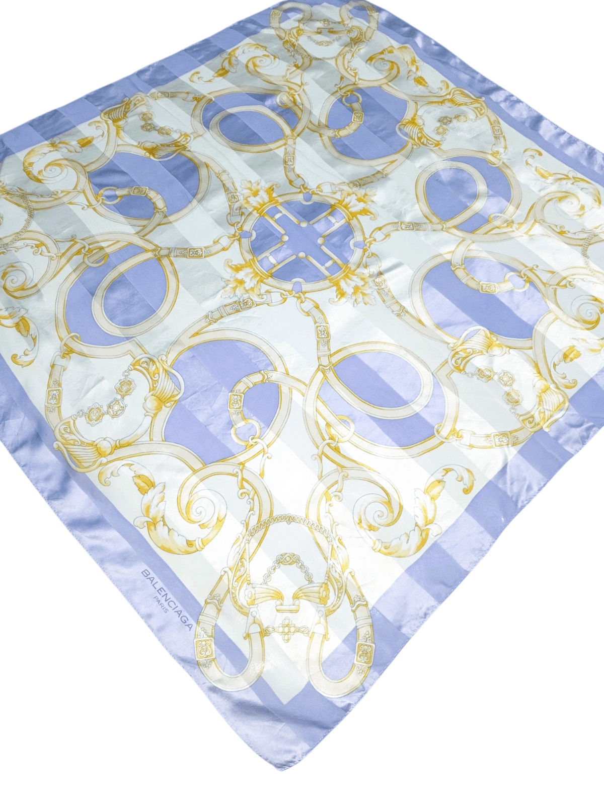 Balenciaga BALENCIAGA PARIS Victorian Purple Gold Silk Scarf Size ONE SIZE - 3 Thumbnail
