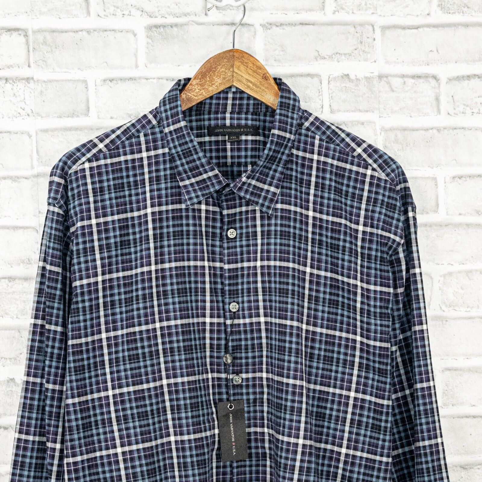 John Varvatos John Varvatos Men's Button up Shirt in Blue purple check Size US XXL / EU 58 / 5 - 5 Thumbnail
