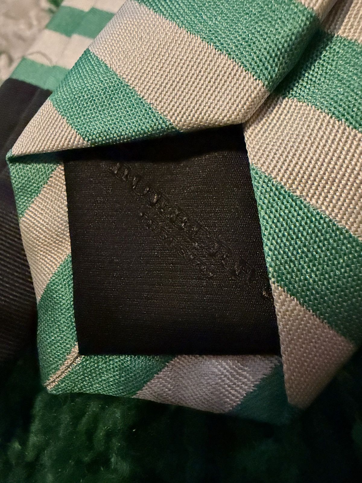 Burberry Burberry Silk Striped Skinny Tie Green Size ONE SIZE - 3 Thumbnail