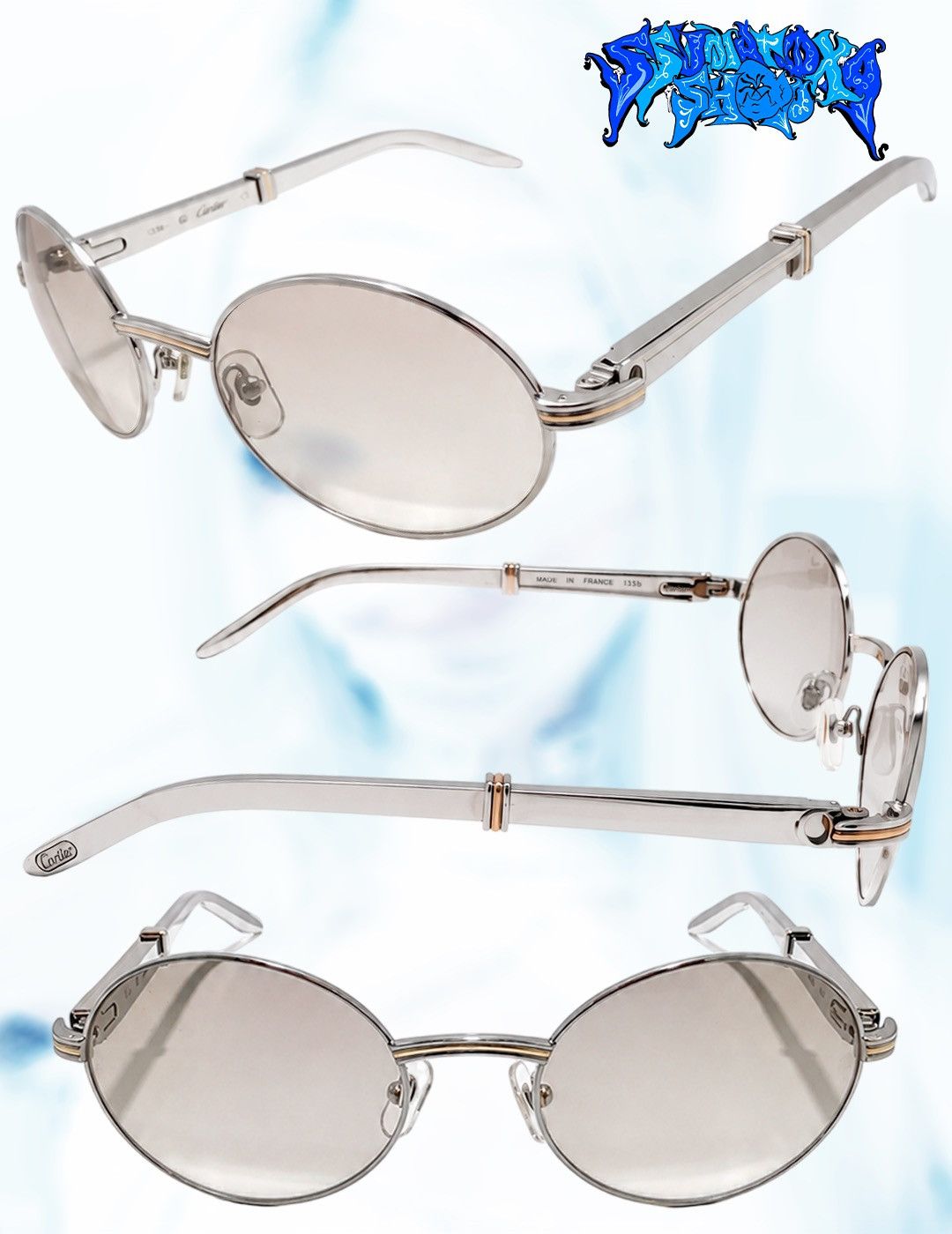 Cartier Cartier Paris 135b Sunglasses Silver Oval Frame Tinted Lenses Size ONE SIZE - 1 Thumbnail