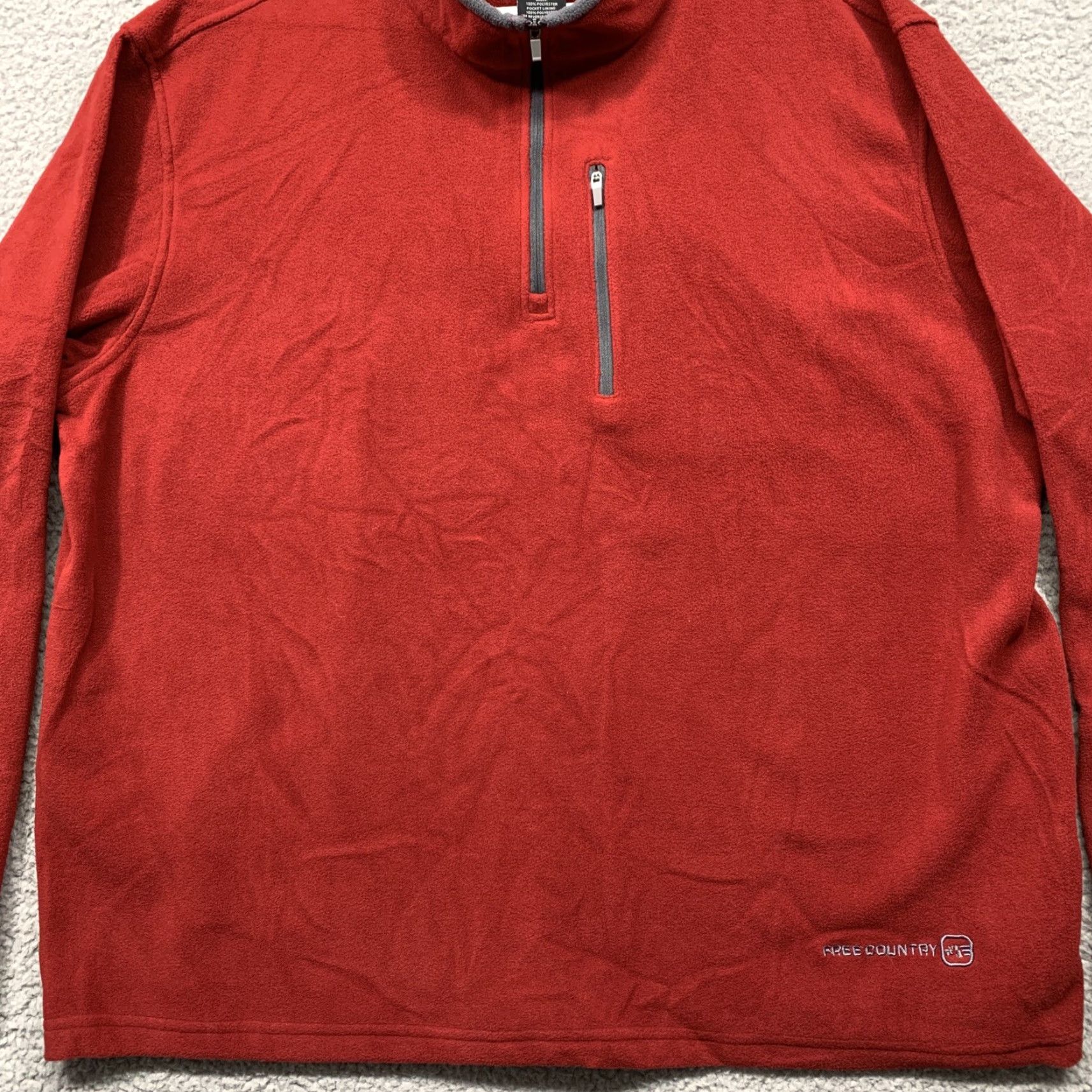 Free Country Grays Sweatshirt Men’s Size XXLG 1/4 Zip Red Gray Front Pocket LOGO 2XL Free Country Size US XXL / EU 58 / 5 - 3 Thumbnail