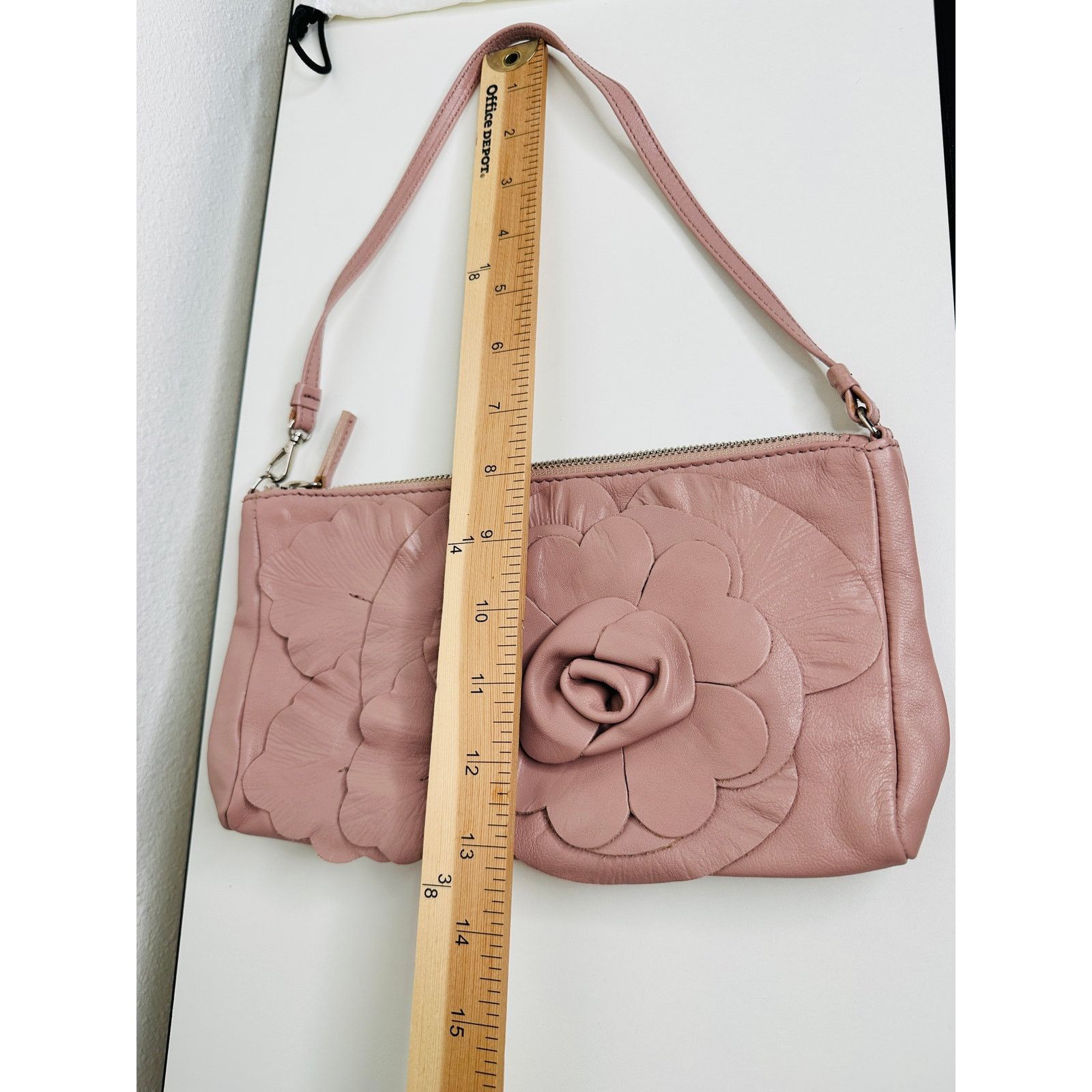 Furla NWOT Furla Dusty Pink Floral Leather Embellished Handbag Size ONE SIZE - 11 Thumbnail