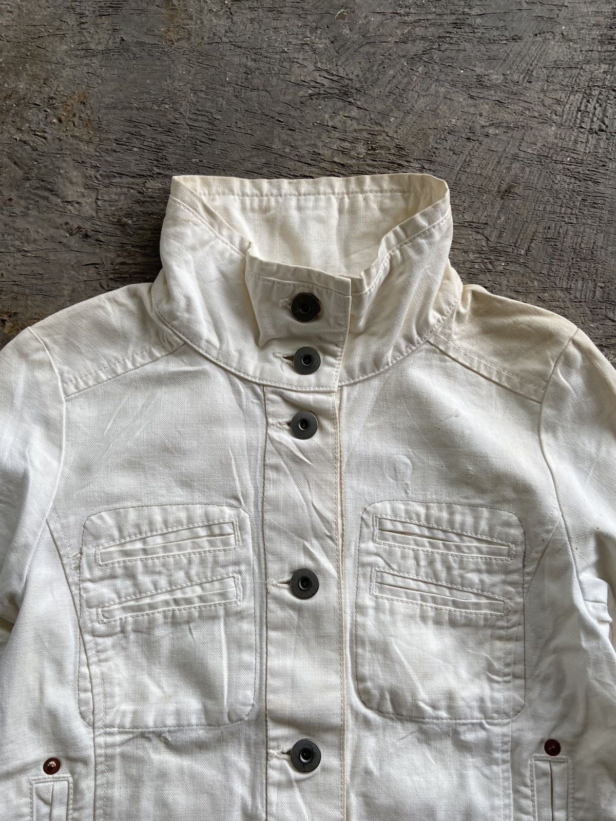Blue Blue Japan 1990s Blue Blue Japan - Mud Wash Broken White Trucker Jacket Size M / US 6-8 / IT 42-44 - 3 Thumbnail