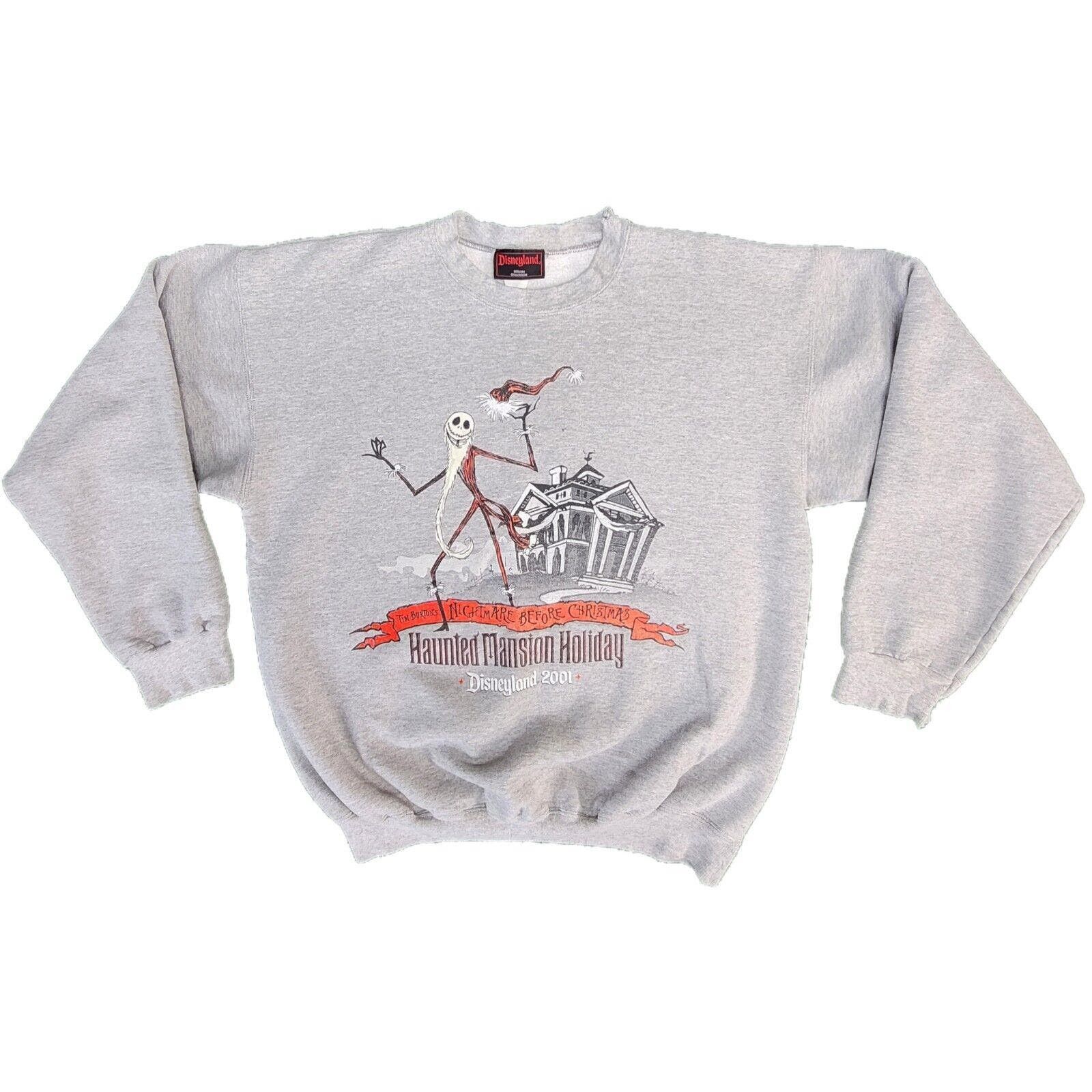 image of Disney Haunted Mansion Nightmare Before Christmas Sweatshirt in Grey, Men's (Size Medium)