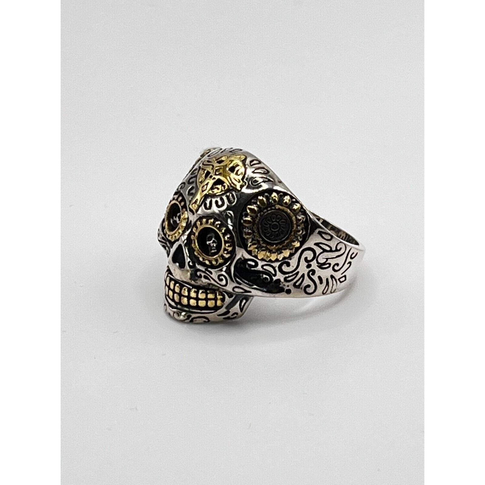 The Unbranded Brand SUGAR SKULL 925 STERLING /SKULL DEAD/BIKER/RING sz 10.5 Size ONE SIZE - 3 Thumbnail