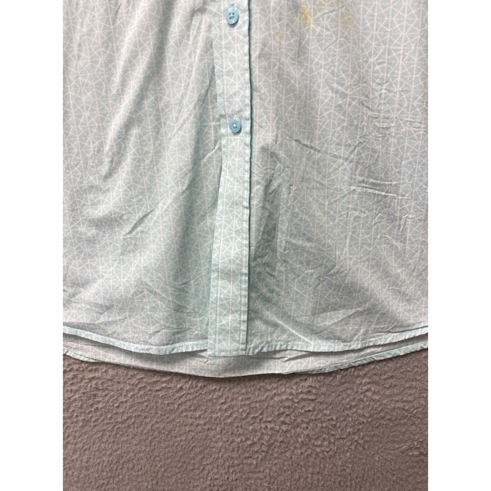Vintage VINTAGE Cinch Men's Button-Up Shirt XXL Turquoise Cotton Diamond Print Long Sleeve Casual Business Party Size US XXL / EU 58 / 5 - 2 Thumbnail