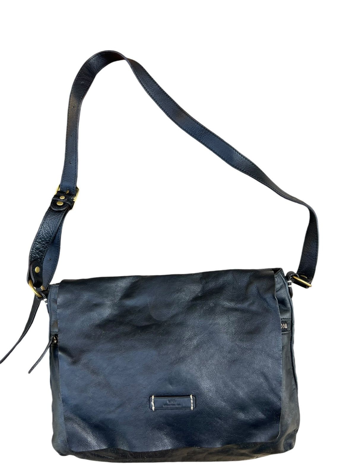 Leather Vintage L.P.P. Japan Patina Black Leather Messenger Bag Size ONE SIZE - 6 Thumbnail