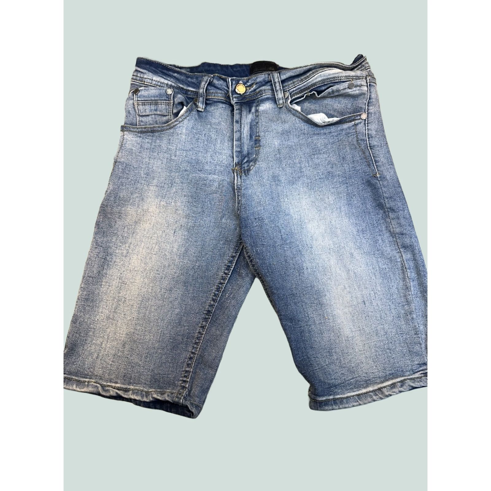 Vintage Steve's Jeans Shorts Mens 30 Blue Denim Medium Wash Shorts Classic 5-Pocket Button Closure Zipper Inseam 8" Flat Front Casual Travel Size US 30 / EU 46 - 1 Thumbnail