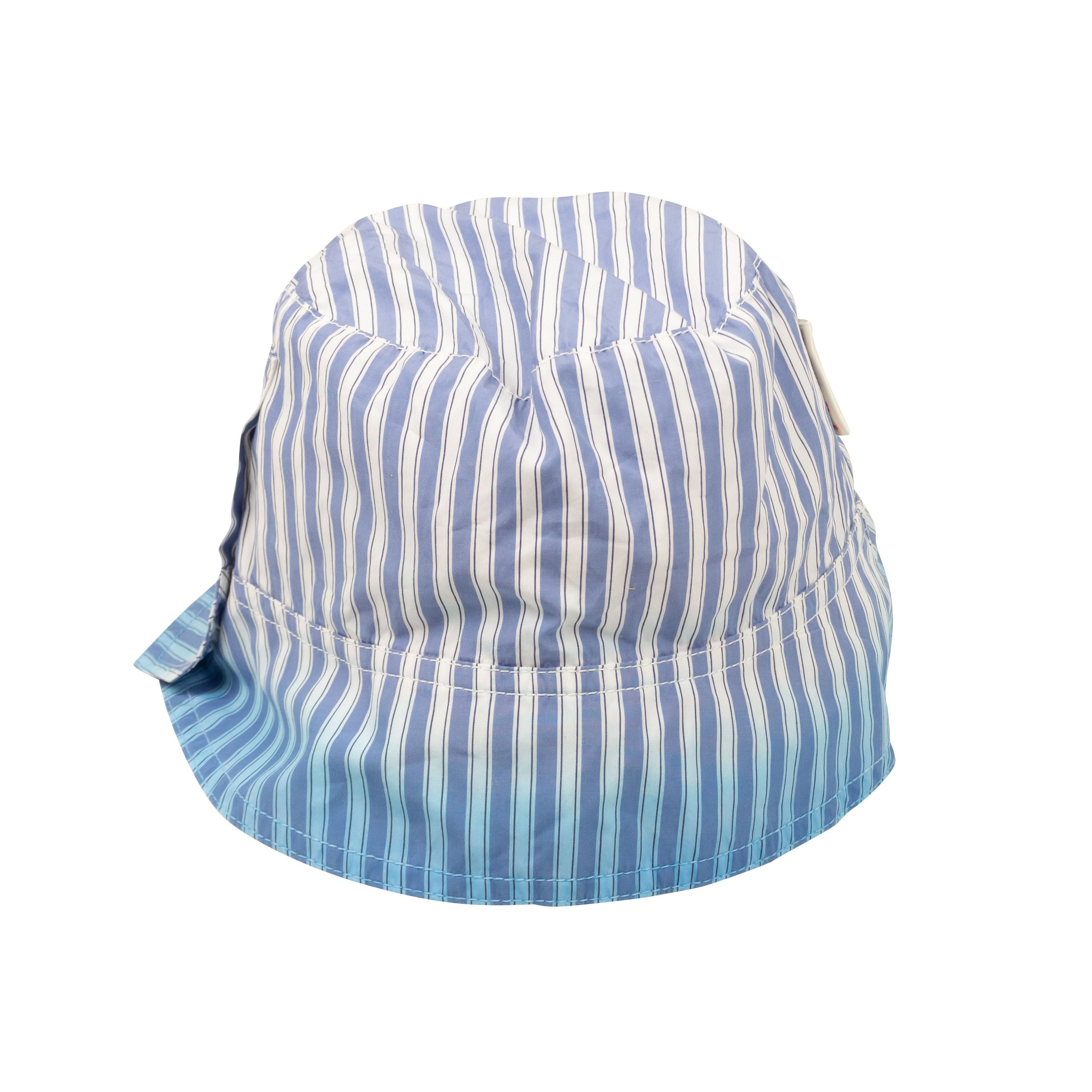 image of Marni Iris Blue Dip Dyed Poplin Stripe Hat Size L, Men's