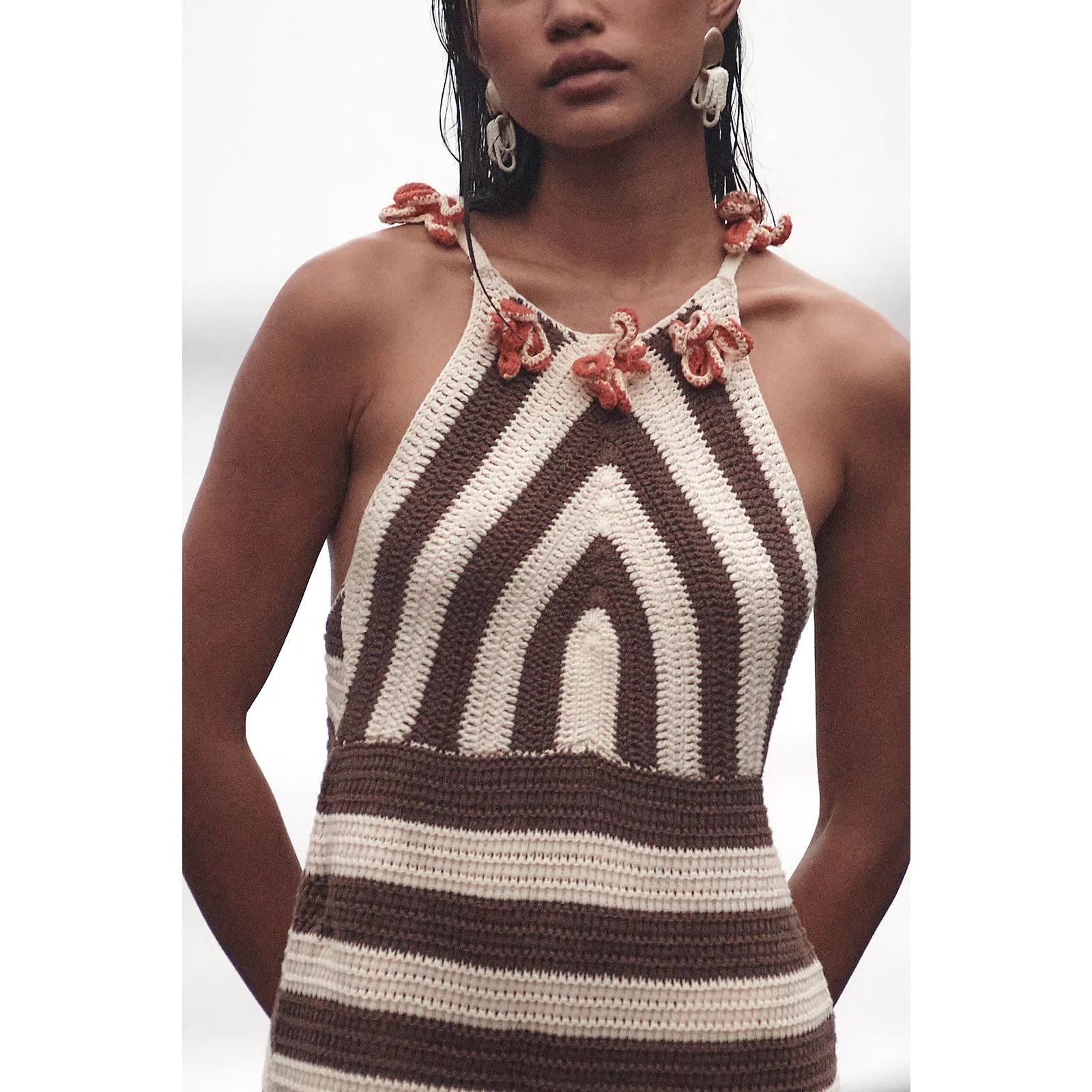 Anthropologie NWT Crochet Halter Mini Dress by Celandine $128 SMALL Size S / US 4 / IT 40 - 3 Thumbnail