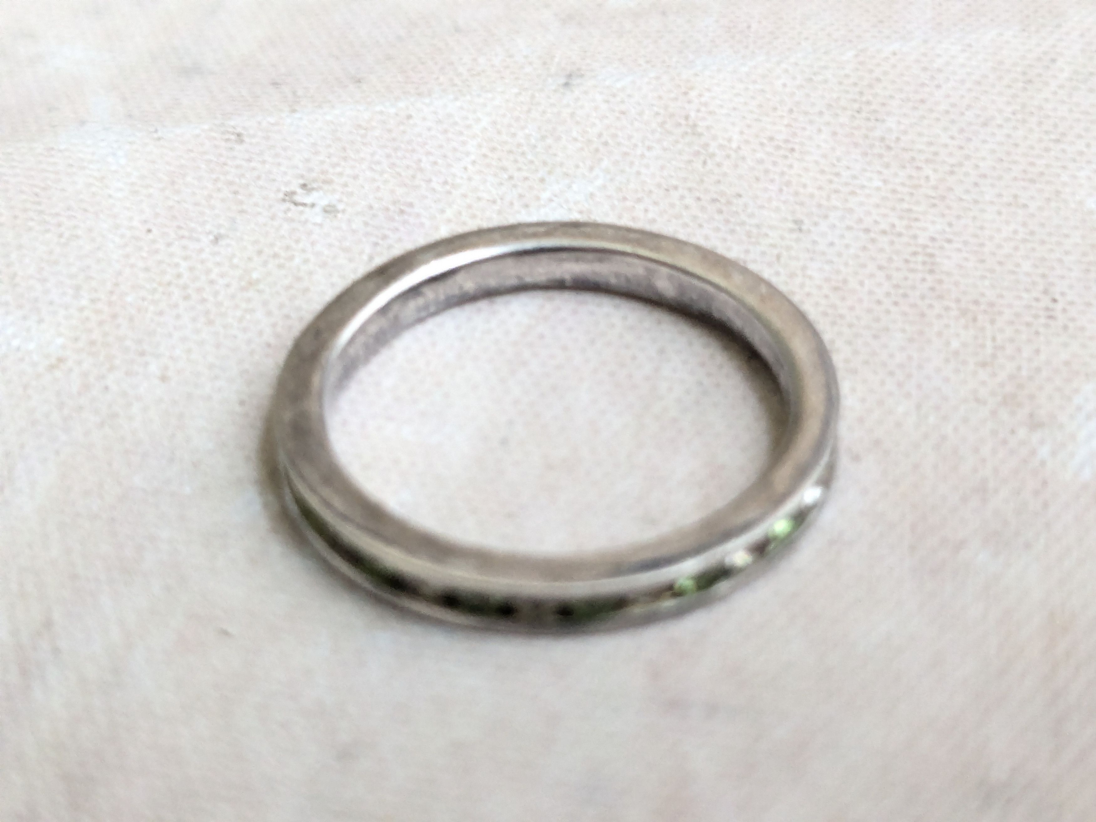 Sterling Silver Vintage Sterling Silver Band Ring Eternity 7.5 Green CZ Size ONE SIZE - 4 Thumbnail