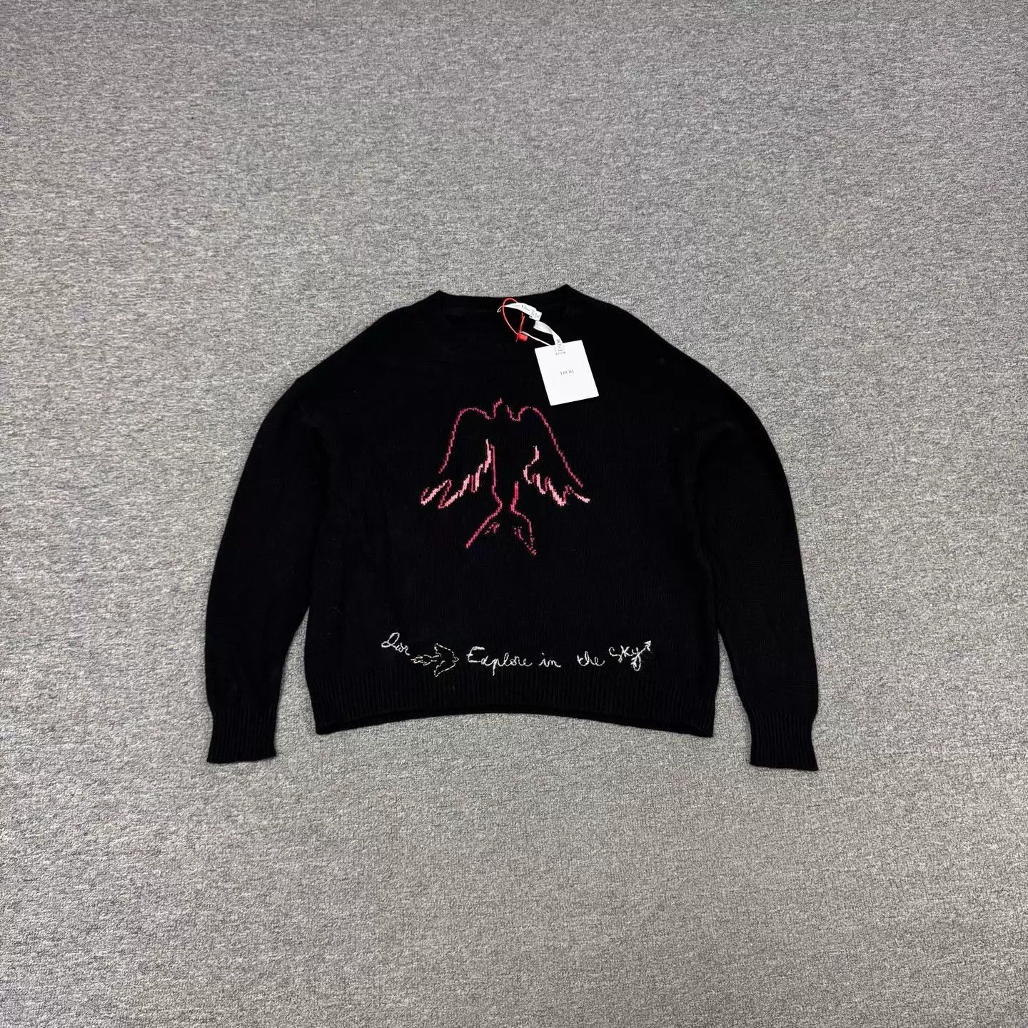 Dior Dior black pink bird embroidery crewneck sweater 40 Size M / US 6-8 / IT 42-44 - 1 Thumbnail